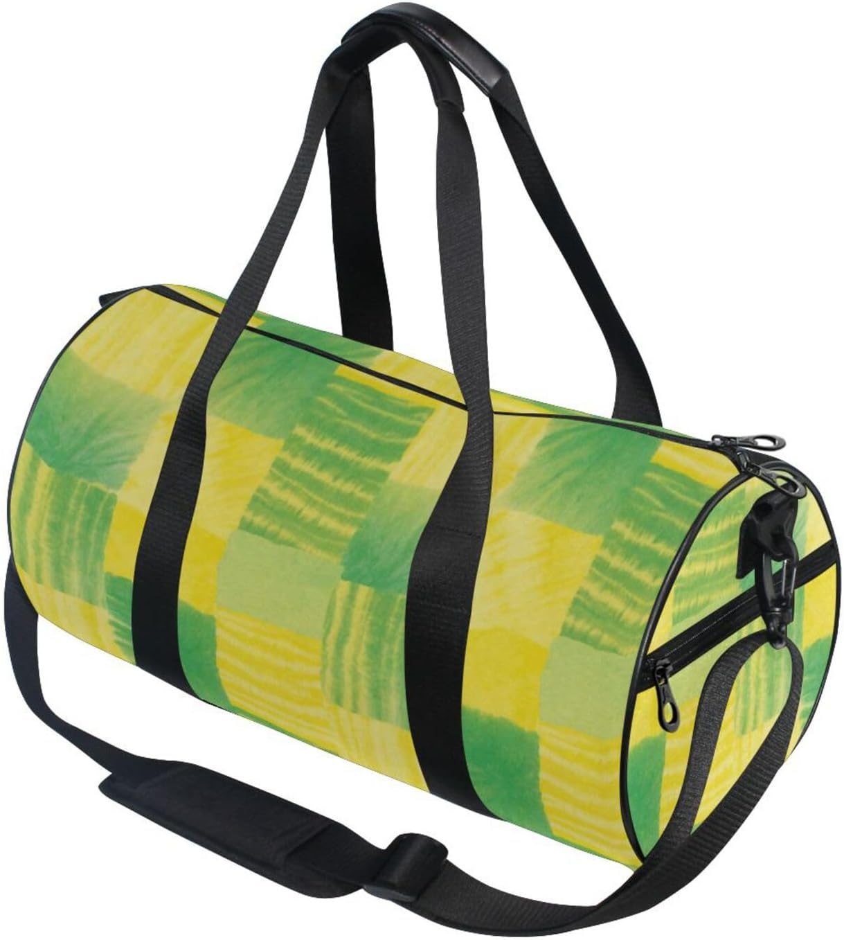 Irregular Tie-Dye in Yellowish-Green Luggage Travel Bag Sports Tote Gym Bag Yoga Large Capacity
