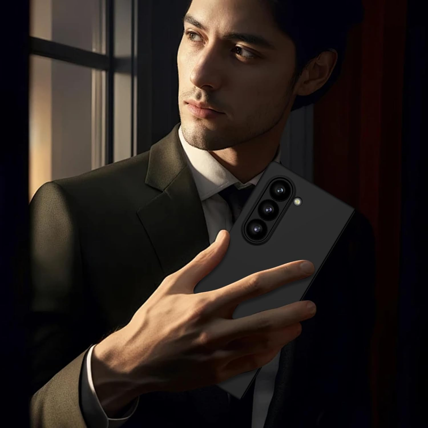 Gaobao Slim Fit Samsung Galaxy Z Fold 6 Case [Built-In Screen Protector] Soft Shockproof Full Body Protective Phone Case Covers for Samsung Galaxy Z Fold 6 (7.6 Inch), Black image number 3