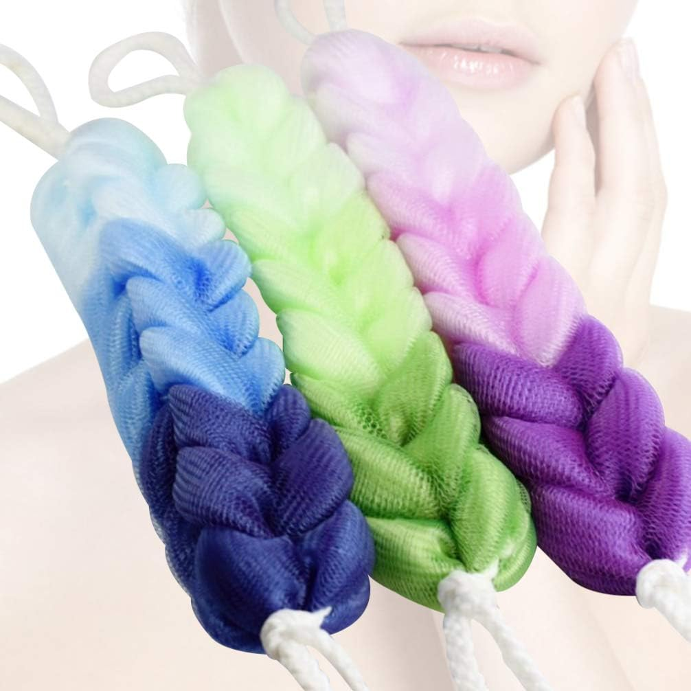 Healifty Long Bath Pouf, Long Stretch Back Sponge with Rope Handles Back Scrubber Bath Shower Mesh Sponge for Men and Women 3PCS image number 3