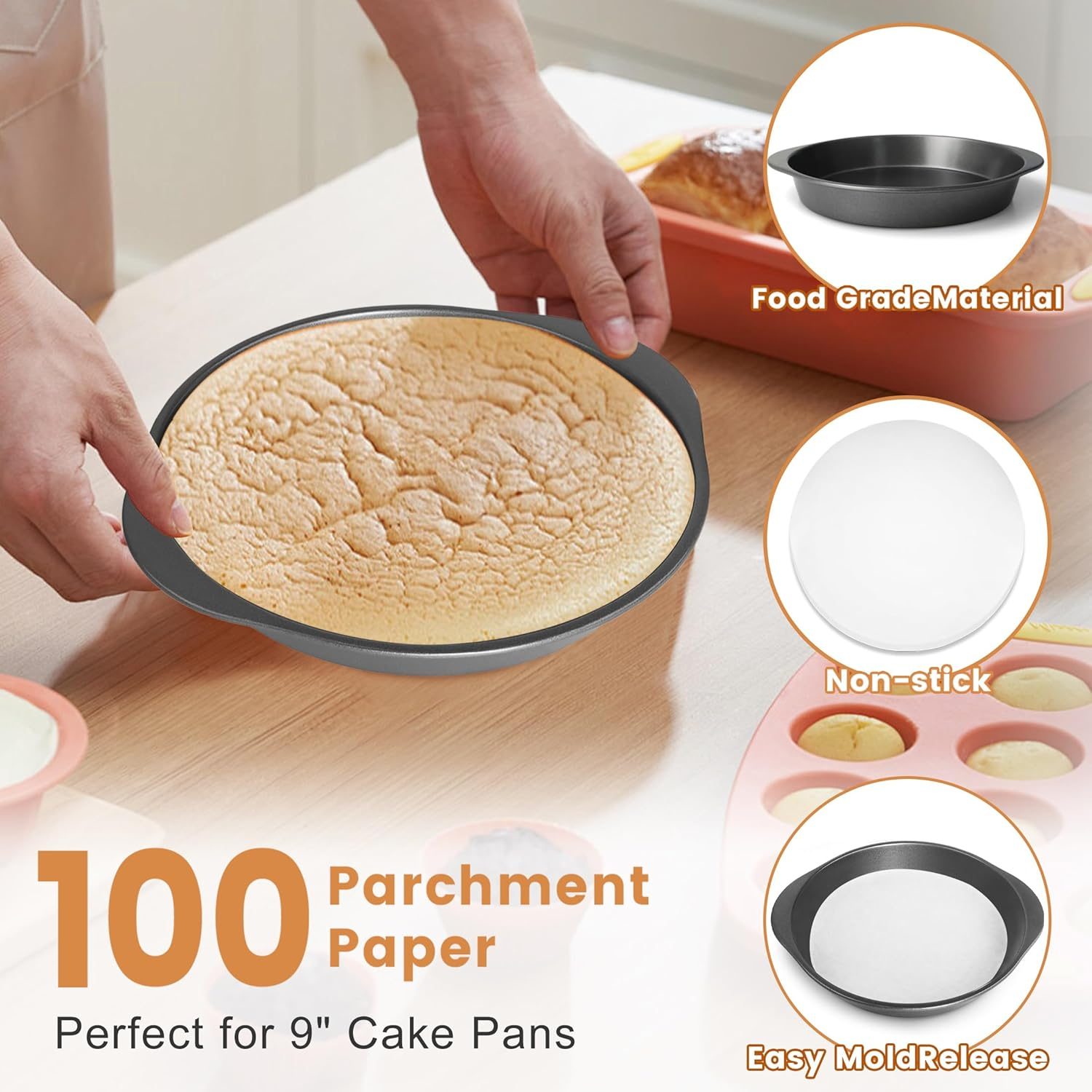 BEWOS 9 Inch Cake Pan Set - Black image number 5