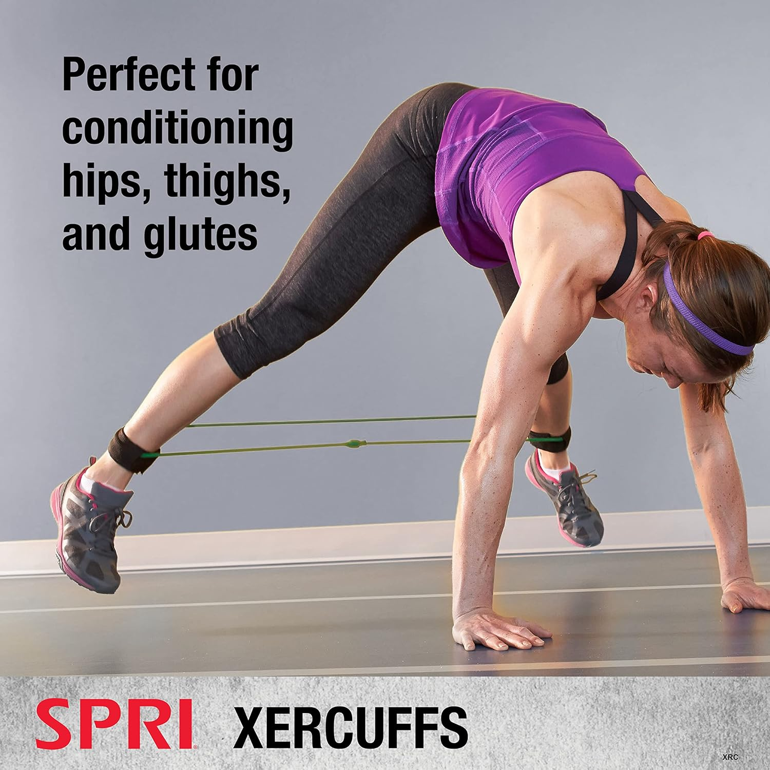 SPRI Xercuff Leg Resistance Band Exercise Cord with Non-Slip Padded Ankle Cuffs (All Bands Sold Separately) Portable for the Gym or at Home Workout Equipment image number 5