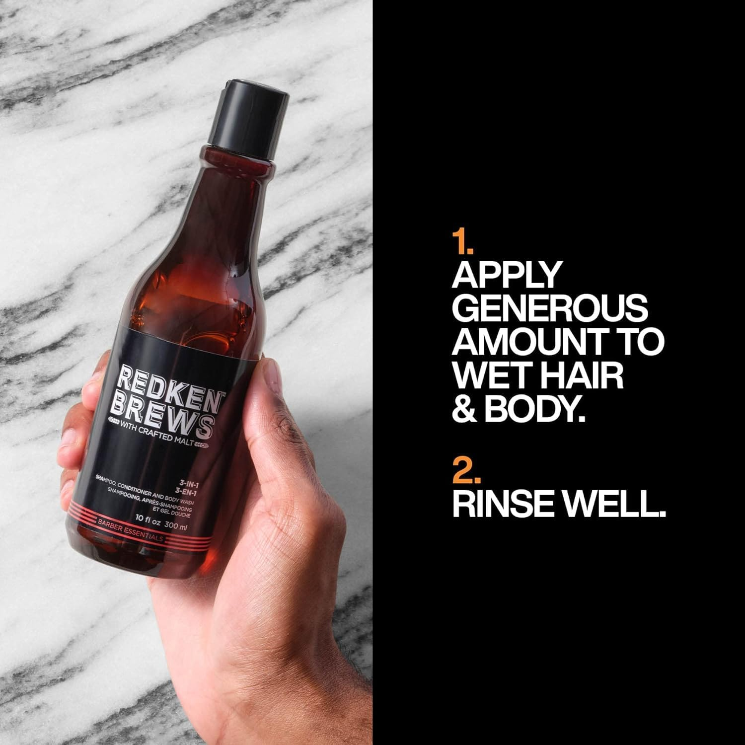 Redken Brews 3-In-1 Men'S Shampoo, Conditioner and Body Wash - Multi-Purpose Hair & Body Cleanser for Men - Moisturizes & Hydrates, All-In-One Soap, 33.8 Fl Oz
