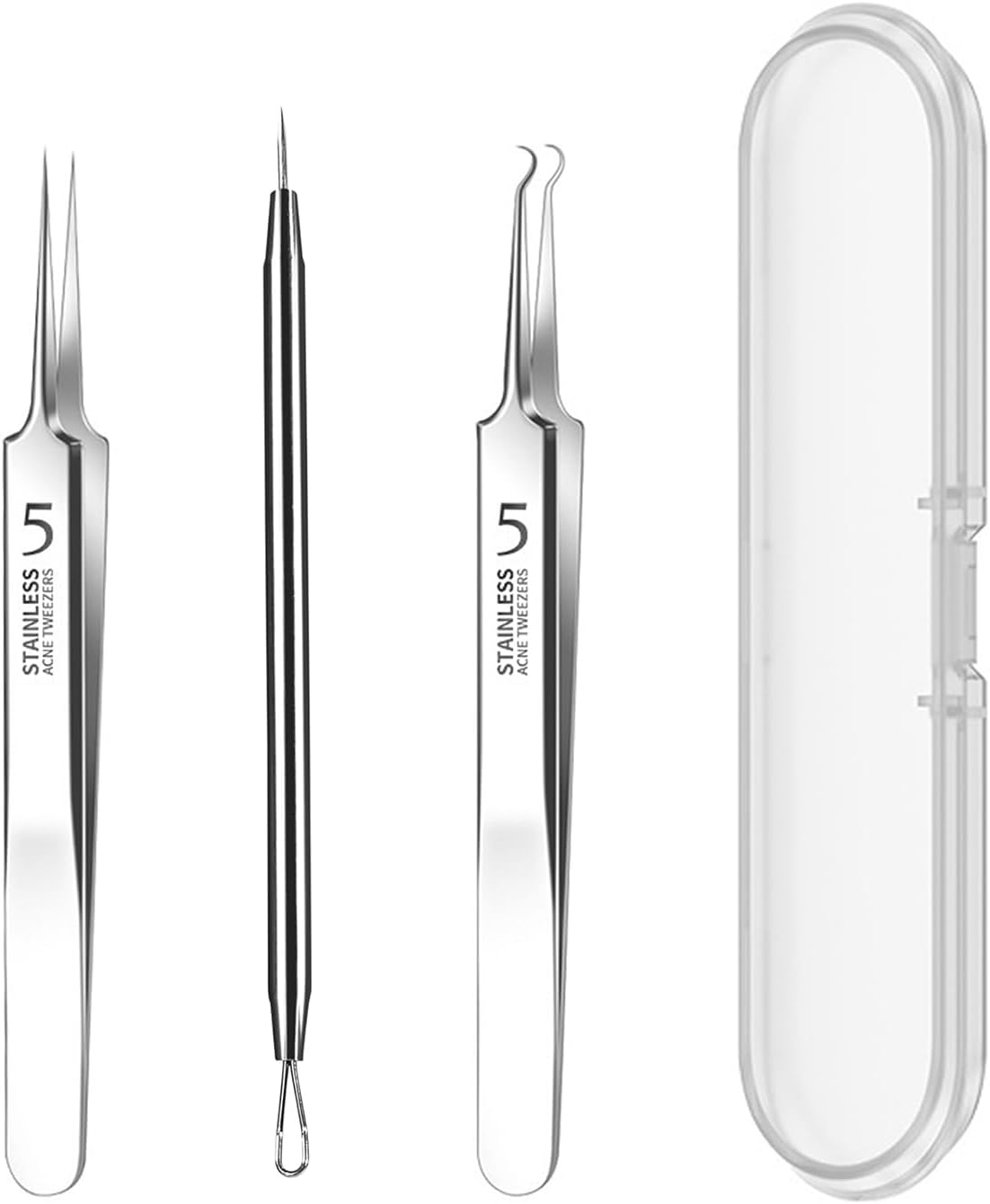 Blackhead Remover Tweezers, Pimple Popper Tool, Ingrown Hair Tweezers, Acne Removal Tool, Comedone Extractor, Precision Blackhead Extractor, Compatible with Acne, Blackheads & Pimples, Ermaoo image number 3