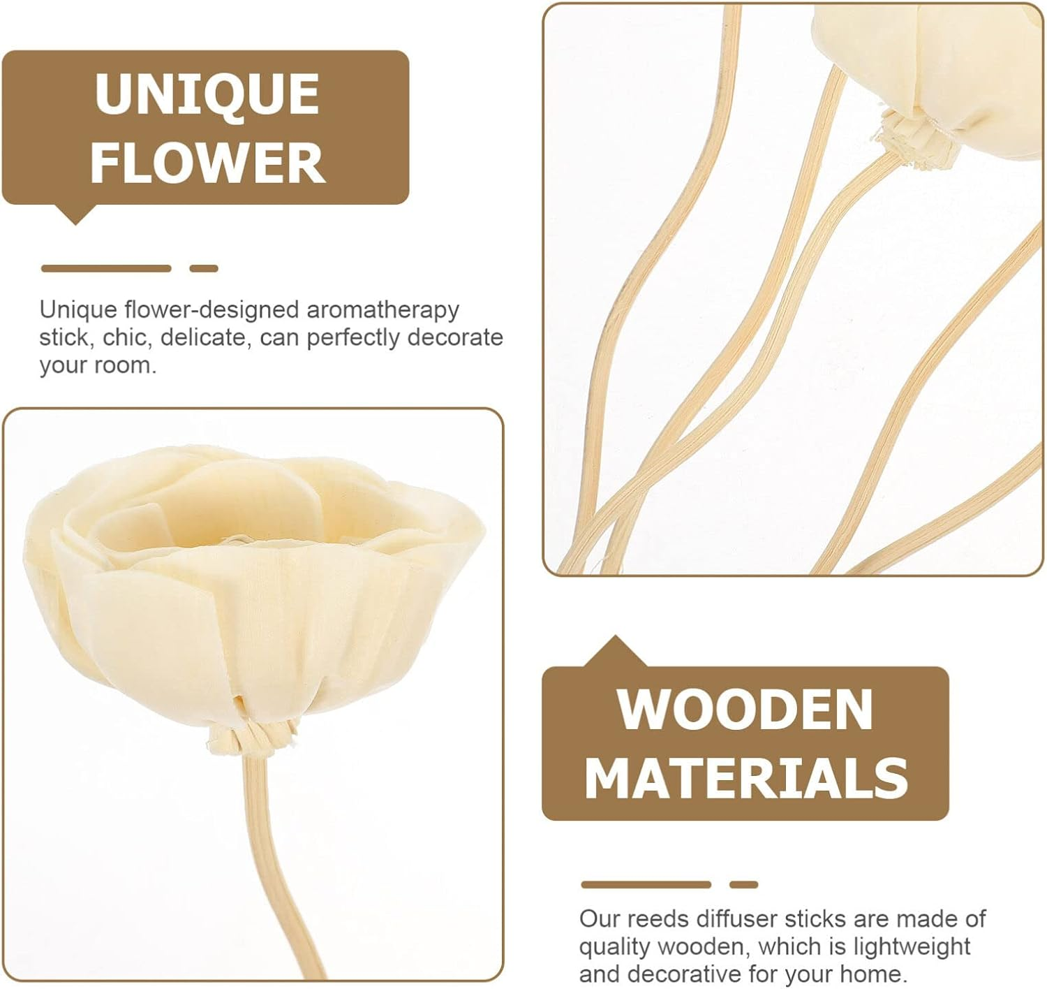 SEWACC 10Pcs Natural Diffuser Sticks Aromatherapy Rattan Flower Reed Sticks for Home Decoration Fragrance Essential Oil Diffusers image number 1