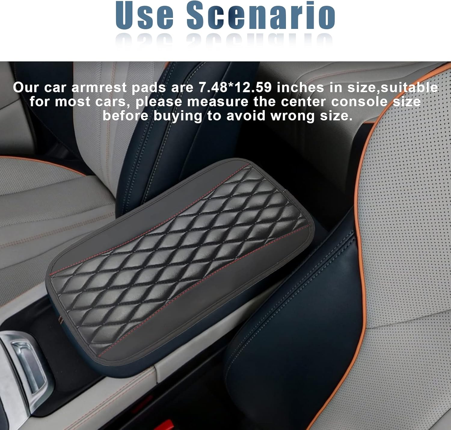 Car Center Console Cover, Universal Leather Waterproof Armrest Seat Box Cover Protector, Comfortable Car Decor Accessories Fit for Most Cars, Vehicles, Suvs-Black - Gem Green image number 5