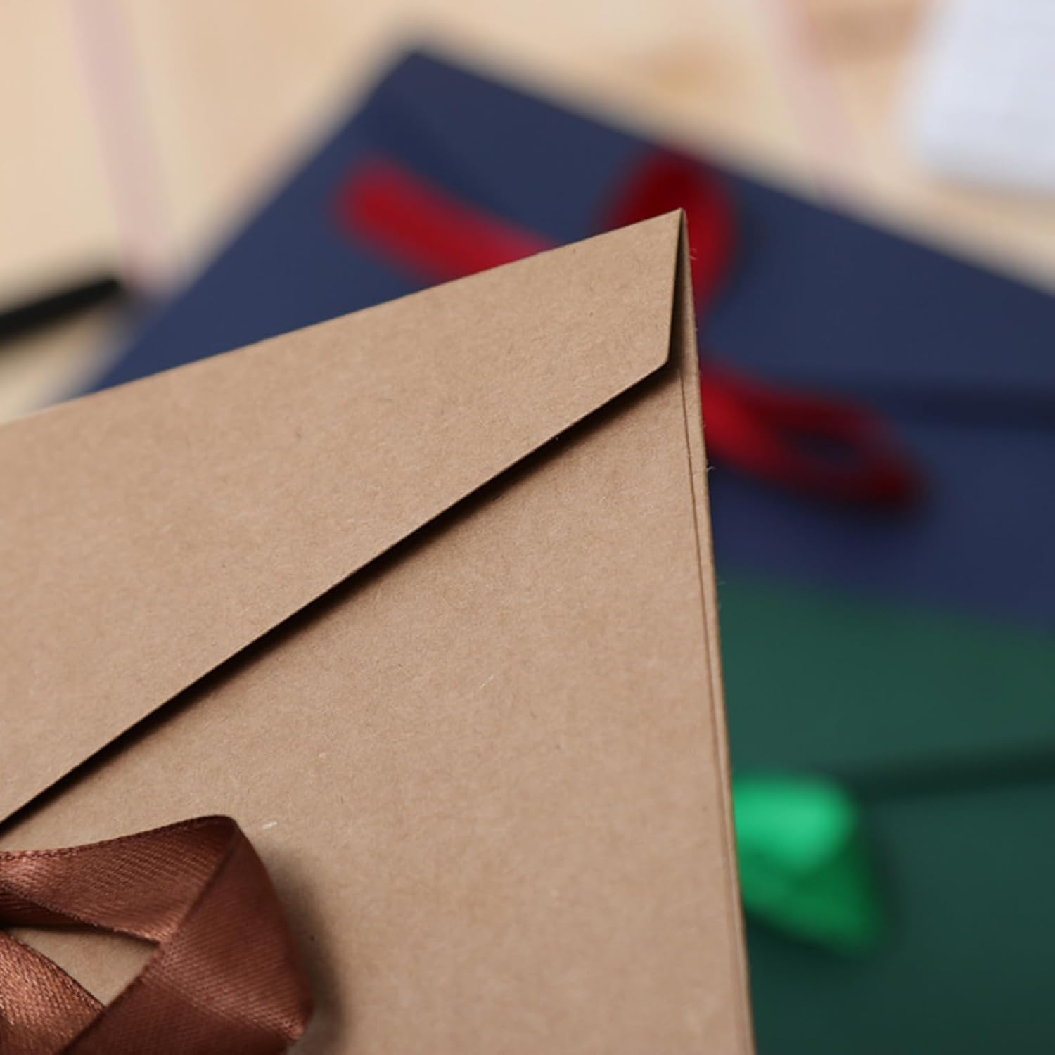 12 Pcs Coloured Envelopes,Vintage Envelope,Long Bow Envelope,Vellum Envelopes 22X 11 Cm,4 Colours - Blue image number 2