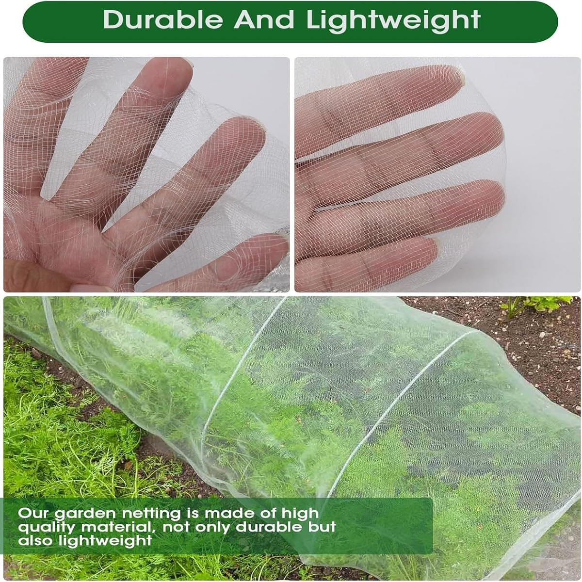 WADY Ultra Fine Garden Netting 8.2X20Ft, Reusable Plant Covers for Vegetables Fruits Flowers, Durable Greenhouse Protection Net, Pest Bird Barrier & Row Covers for Plants, Breathable Crop Screen image number 3