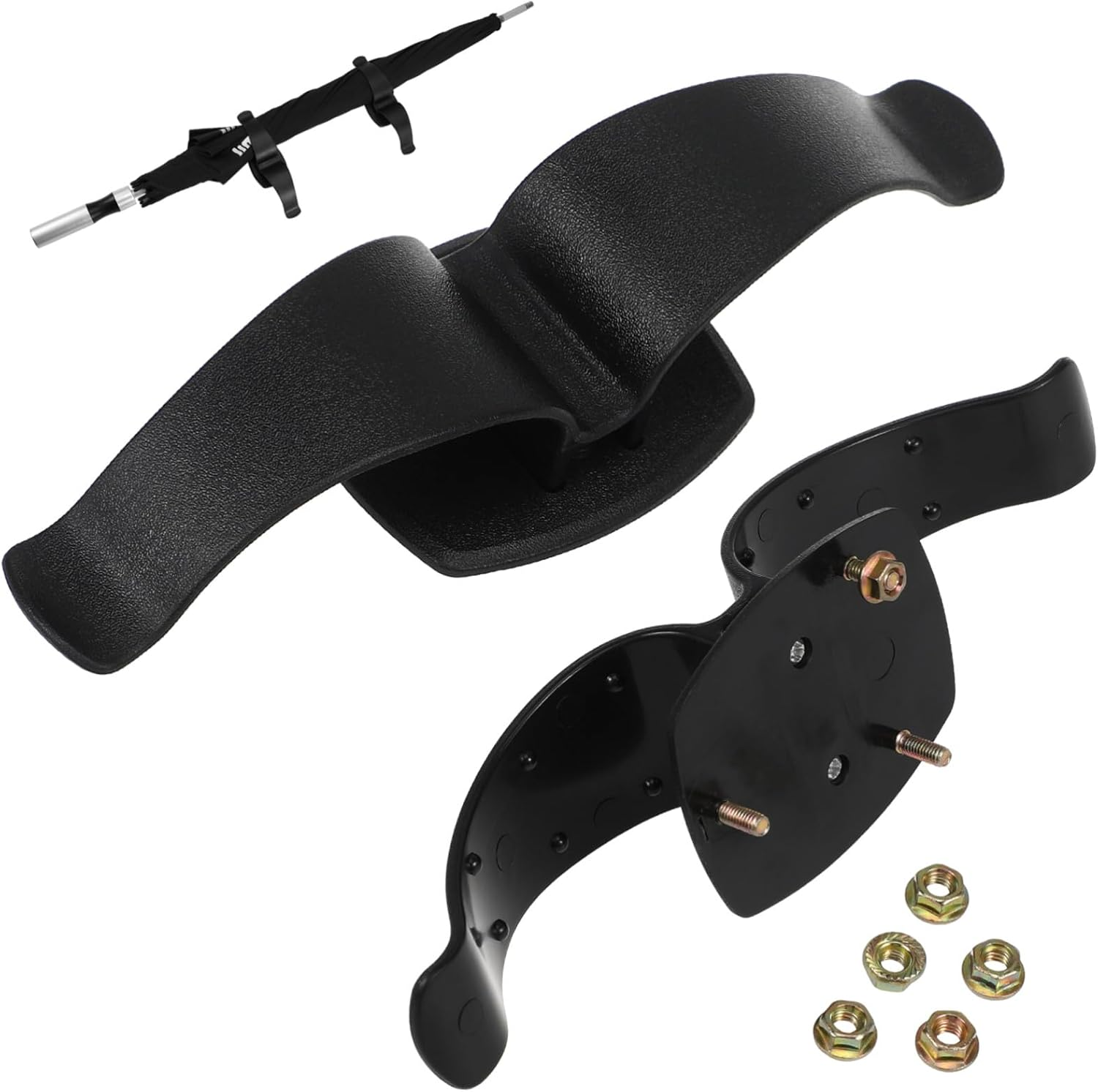 2 Pcs Car Umbrella Clip Rack Black Abs Plastic Screw Install Holder Hook Organizer for Trunk and Door Heavy Duty Multi-Function Car Accessories for Umbrella Fishing Rod Club image number 2