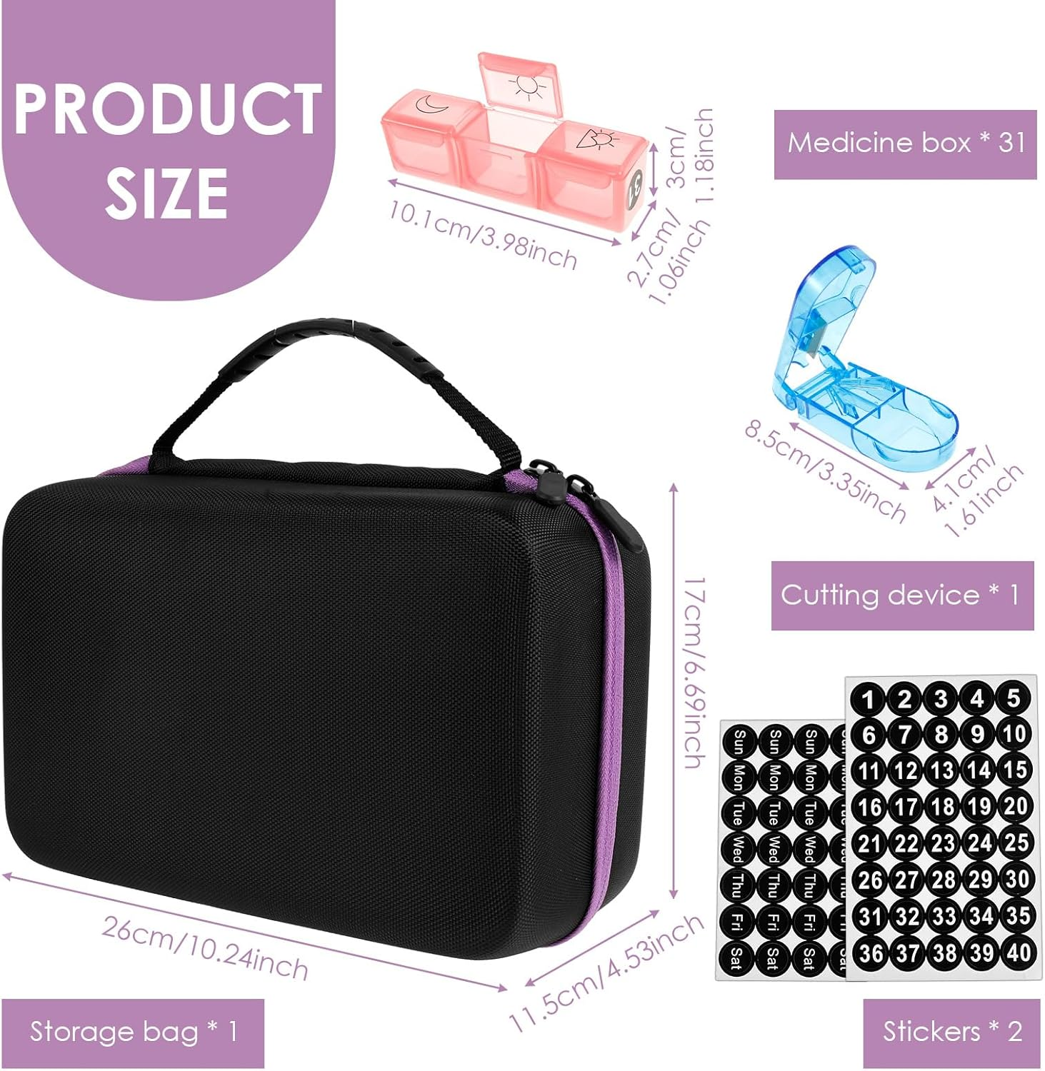 Monthly Pill Organizer, 3 Times a Day with Portable Case Monthly Pill Box, Medication Organizer 31 Days Dispenser for Pills,Fish Oils, Vitamin,Supplement