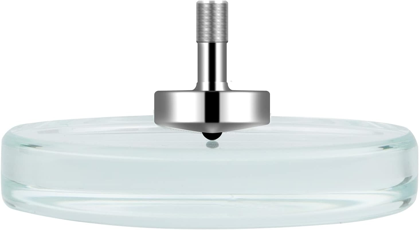 Djuiinostar Spinning Top: Long Lasting (5-8 Minutes), with Glass Base (Diameter: 3.15"; Focal Length: -30Cm; Edge Polished) and Carry Case, CNC Machined, Time Killer, EDC Desk Toy, Fancy Gift DST-820B