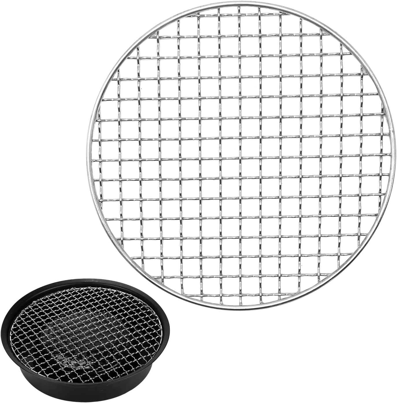 UOIENRT Multi-Purpose round BBQ Grill Net, Stainless Steel Barbecue round Grill Grate Camping Cookware Outdoor Campfire Grill Grid for Beaf Chicken Vegetables (20Cm) image number 4