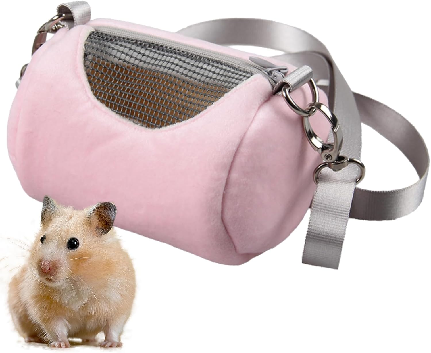 Hamster Carrier Bag | Small Animal Warm Plush Travel Bag,Lizard Bird Rabbit Cage, Breathable Mesh Window, Cylinder Travel Pouch for Bearded Dragon Hedgehog Ferret and More Borato image number 3