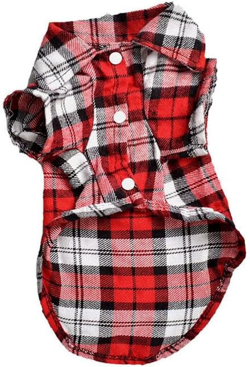 Dog Shirt,Pet Plaid Polo Clothes Shirt T-Shirt, Sweater Bottoming Shirt,Cat Puppy Grid Adorable Wearing Stylish Cozy Halloween,Christmas Costumes (Red, L) image number 5