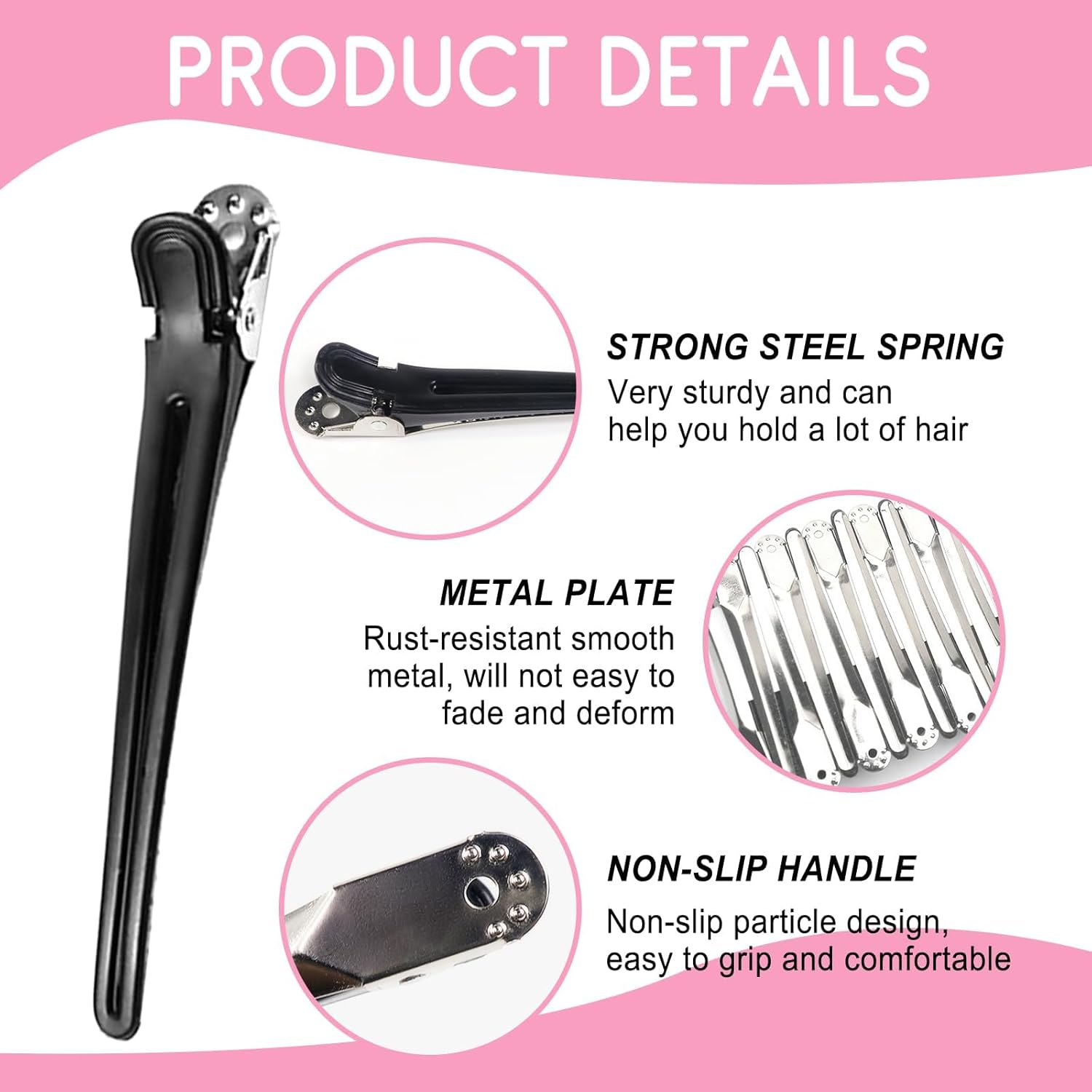 Sularpek 12PCS Sectioning Hair Clips for Styling + 3PCS Comb, Hair Grips for Women, Slick Back Brush Set, Salon and Home Hairdressing Clips(Black) image number 3