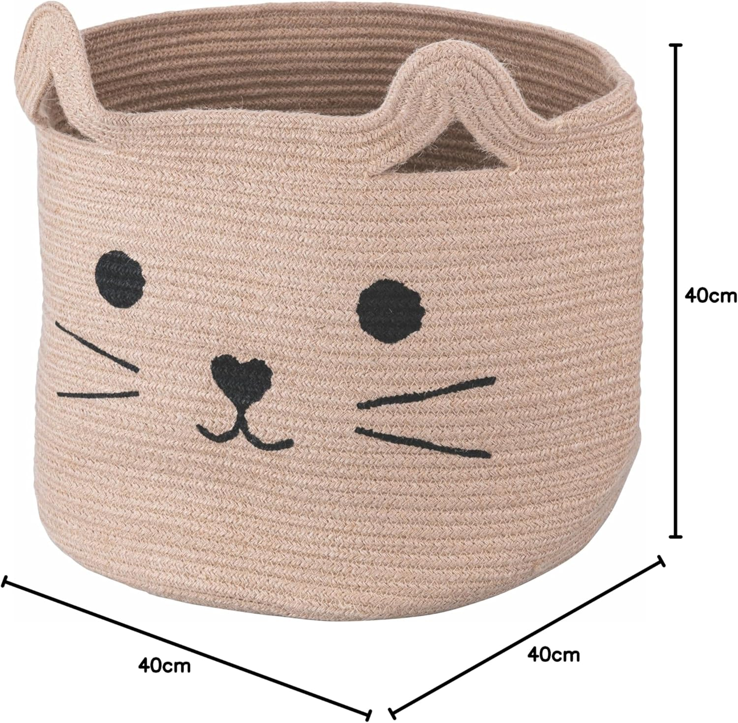 Villa D'Este Home Tivoli Natural Jute Storage Basket Cat Design image number 1