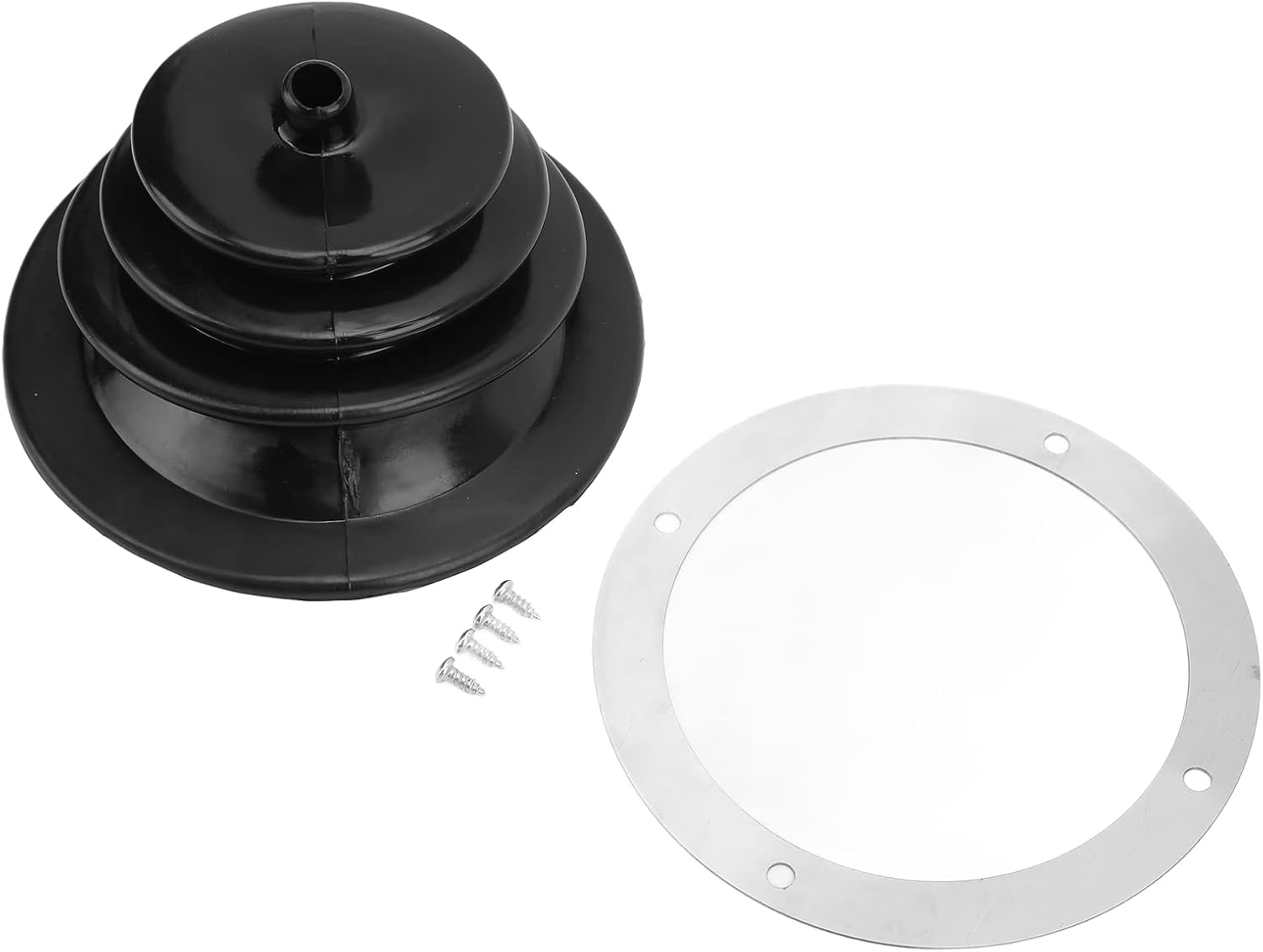 Universal Rubber Gear Shift Handbrake Lever Boot Plate Kit round 5.250In Dustproof Black