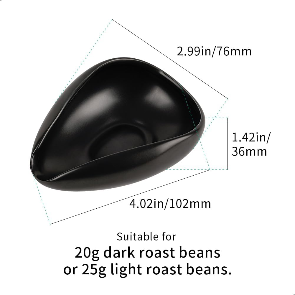 Watchget Ceramic Coffee Dosing Cup & Tea Storage Tray, Single Dose Measuring Container for Coffee Beans & Loose Leaf Tea Dosing Vessel, Black image number 6