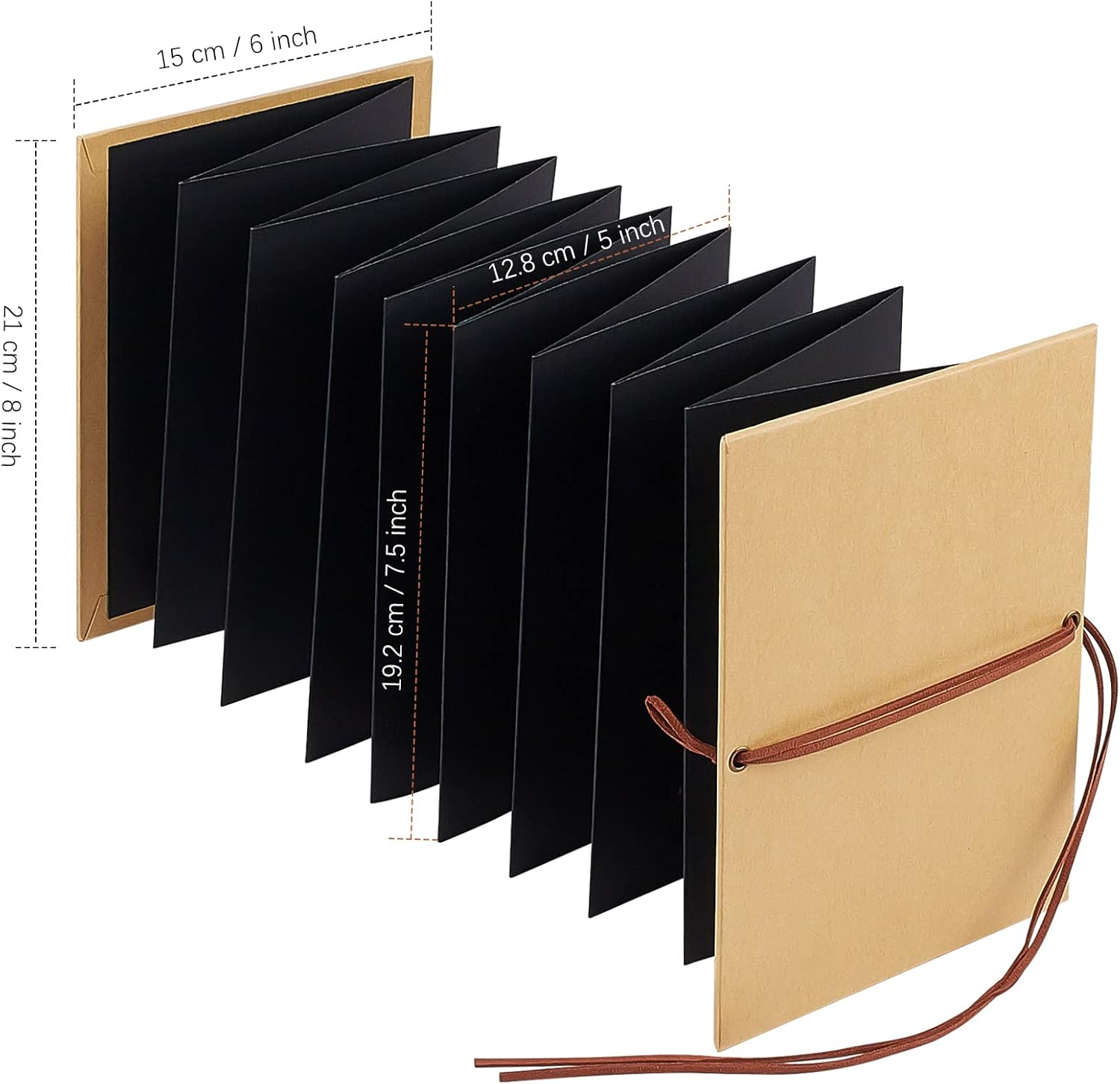 Scrapbook Album 6X8 Inch Small Photo Album with DIY Accessories Set, Stretchable Folding Kraft Paper Memory Book for Wedding Anniversary (Black) image number 6