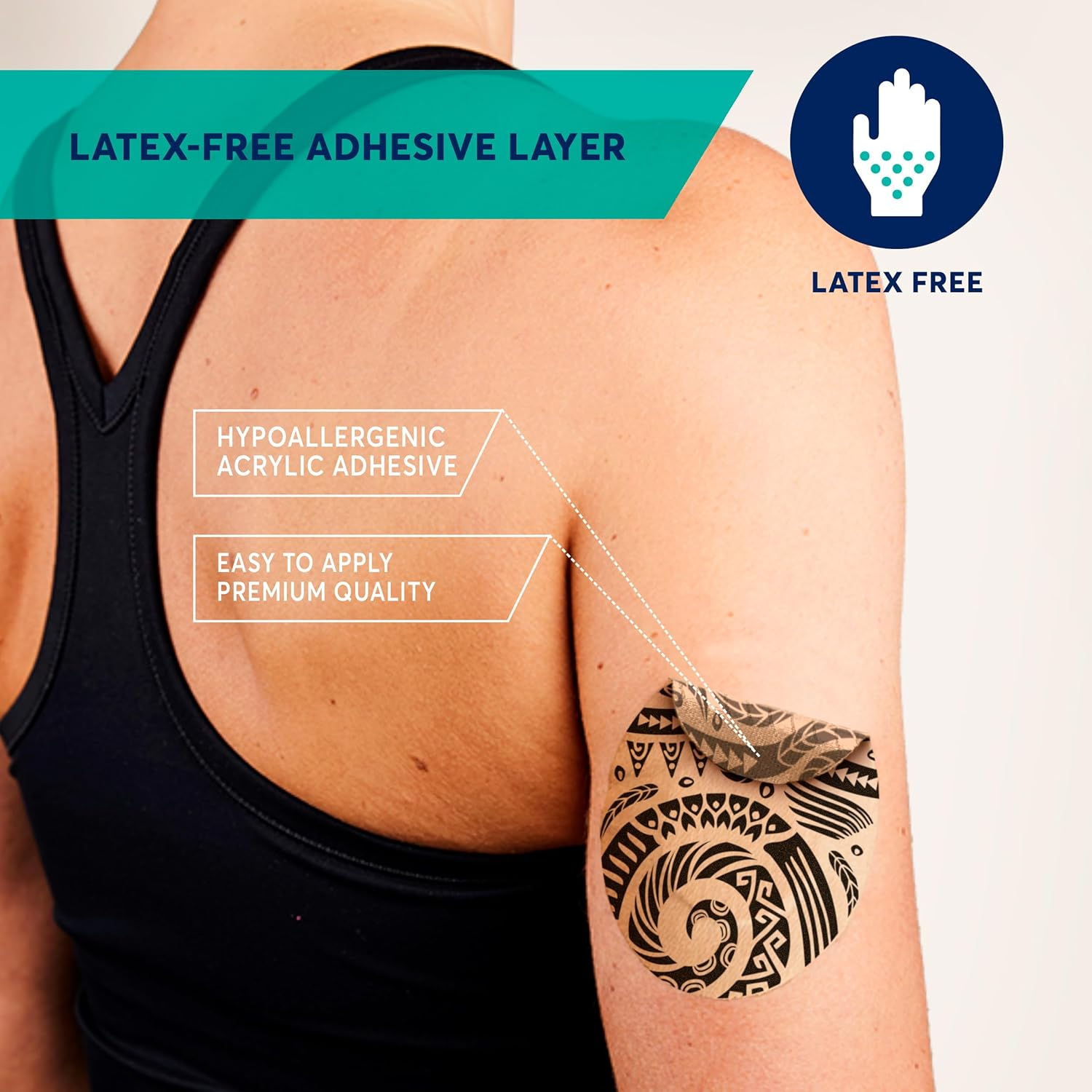 Curetape Sensor Patches - Sensor Fixing Plasters - Covers for Freestyle Libre, Dexcom and Medtronic Guardian Sensors - Fixation Tape for Your Sensor (Tattoo)