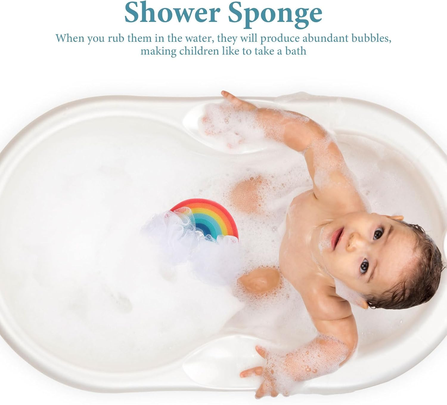 EXCEART 3Pcs Rainbow Bath Sponge Bath Loofahs Kids Baby Shower Sponge Shower Loofah Sponge Exfoliating Loofah Sponge Natural Sponges Kids Bathing Tool Body Pu Sponge Bath Wipe Child image number 6