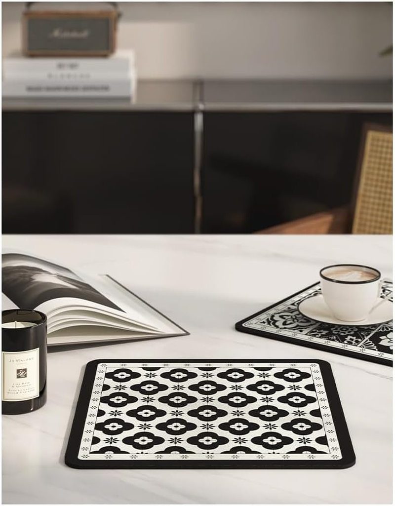 Clover & Wind Chime Coffee Cup Mat Coaster 3Pcs-16X16Cm Durable Anti-Skid Absorbent Cork Placemats for Hot & Cold Drinks - Cute Desk & Bar Accessories, Coffee Table Decor (3 Colors) image number 3