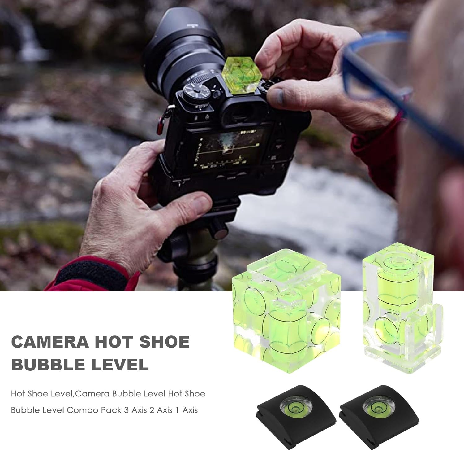 Hot Shoe Level,Camera Bubble Level Hot Shoe Bubble Level Combo Pack 3 2 1 for DSLR Film Camera (4Pack) image number 2