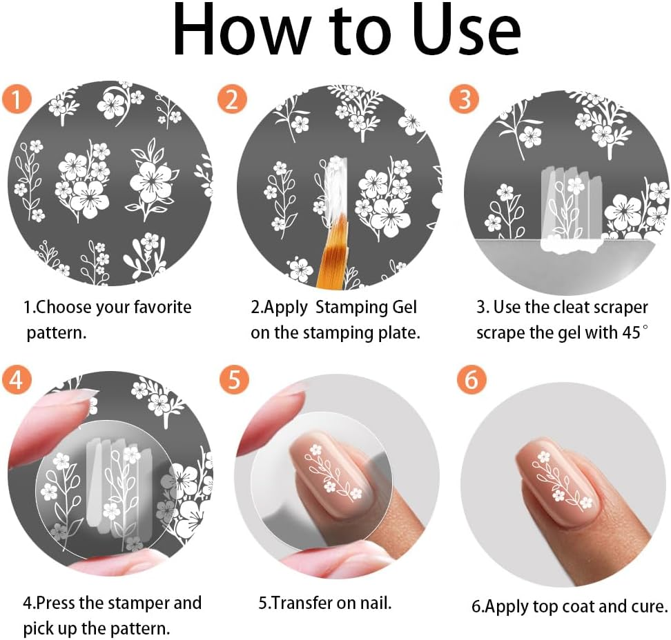 PH Pandahall 3Pcs Flower Branches Pattern Nail Stamp Plate Rose Pattern Nails Stencils Stainless Steel Nail Image Plate Flowers Print Art Template for Women DIY Printing 4.7X2.3 Inch image number 5