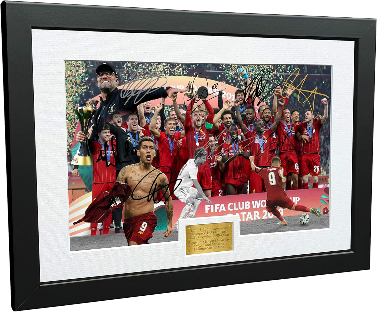 Kitbags & Lockers 2019 CLUB WORLD CHAMPIONS CELEBRATION 12X8 A4 Signed Liverpool Henderson-Klopp-Salah-Mane-Firmino-Origi-Lallana-Arnold Autographed Photo Photograph Picture Frame Soccer Gift image number 1
