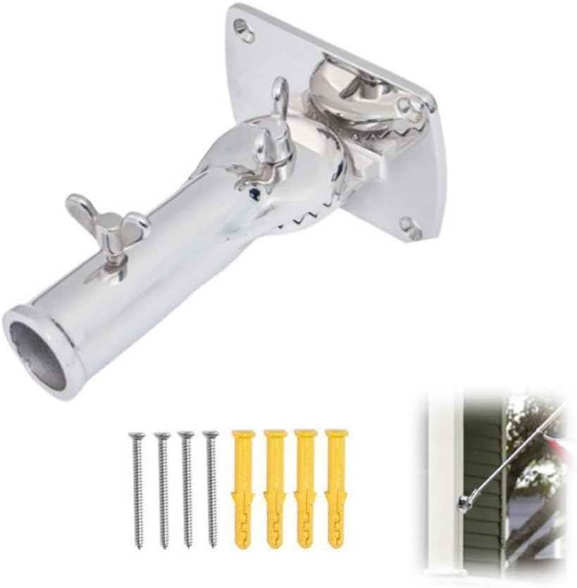 Flag Pole Holder,Outside House Flag Bracket,Flag Pole Bracket 316 Stainless Steel, Heavy Duty Concrete Flag Pole Mount,Sturdy and Durable,Built to Withstand the Outdoors and Harsh Weather image number 3