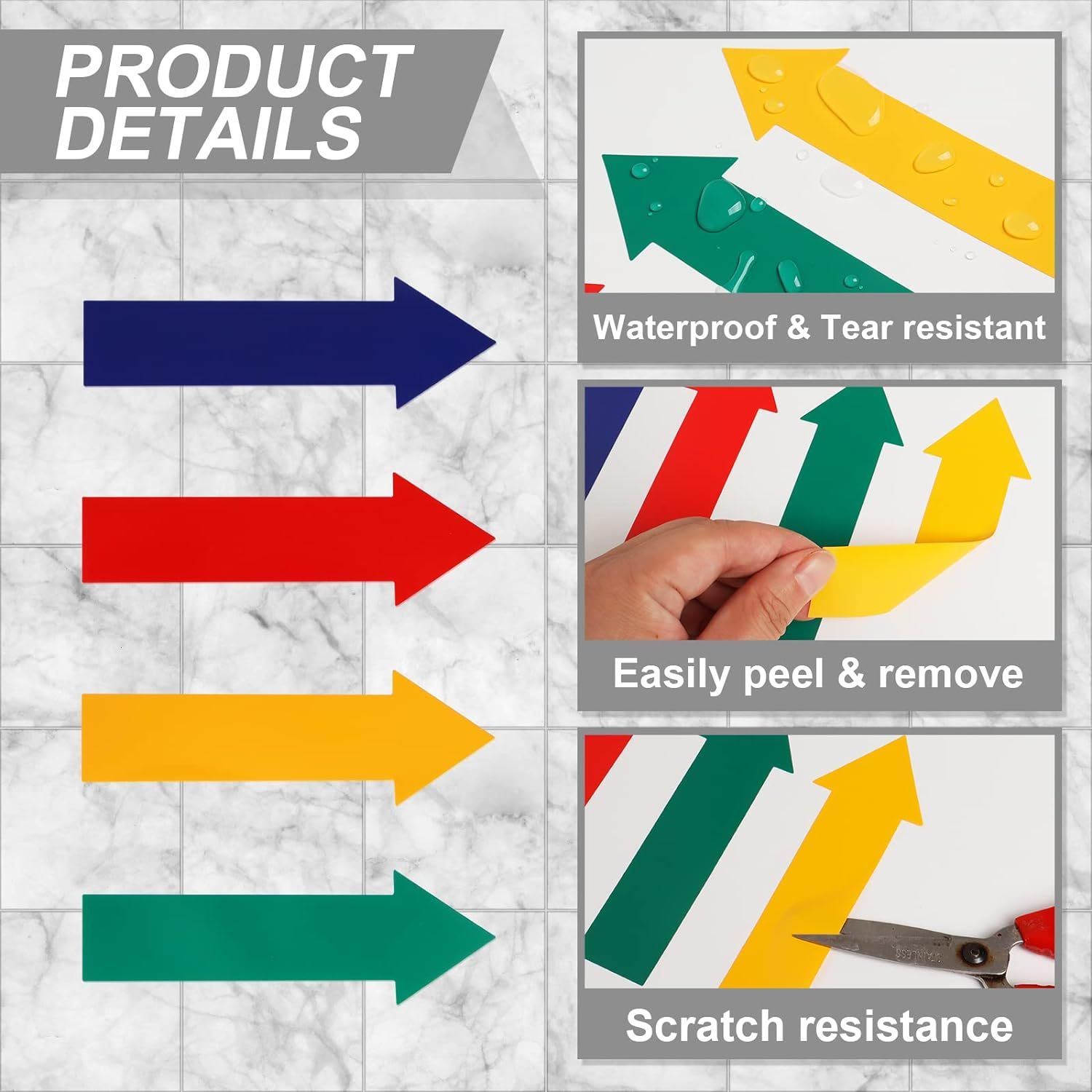 Arrow Floor Decals, 56 PVC Directional Adhesive Signs, Removable Adhesive Arrow Floor Decal Marking Stickers, 1.6X4.8In image number 2