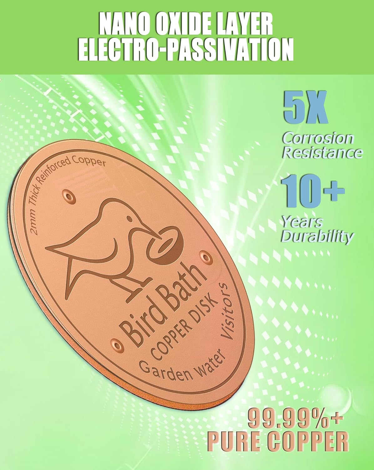 YANXIN1E 2PACKS 2025 Latest Copper Disk for Bird Bath: Copper Disc for Bird Bath Purification Plate Discs for Chicken Water Cleaning Keeps the Birdbath Clean Small Pure round Fountain Disco (2-Packs) image number 5