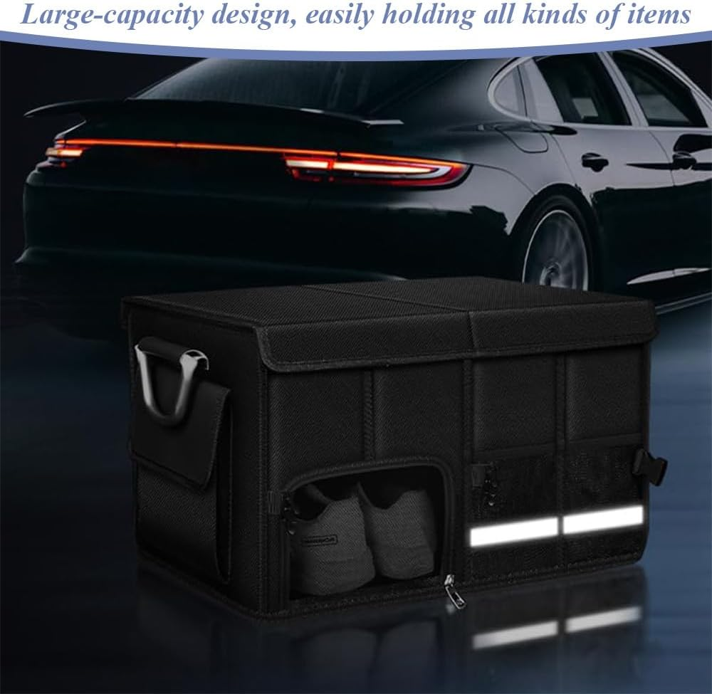 Car Trunk Organizer,Car Boot Organiser,Collapsible Trunk Organizer,Sturdy Trunk Storage Box,For Car Accessories, Tools, Sundries, Space Saving,With Reflective Strips,60X35X30Cm image number 6