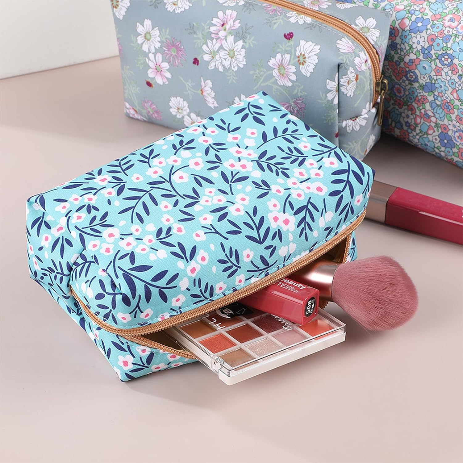 Makeup Bag, Floral Cosmetic Bag,Large Capacity Toiletry Kit,Cosmetics Bag, Travel Toiletry Makeup Bags Zipper Pouch