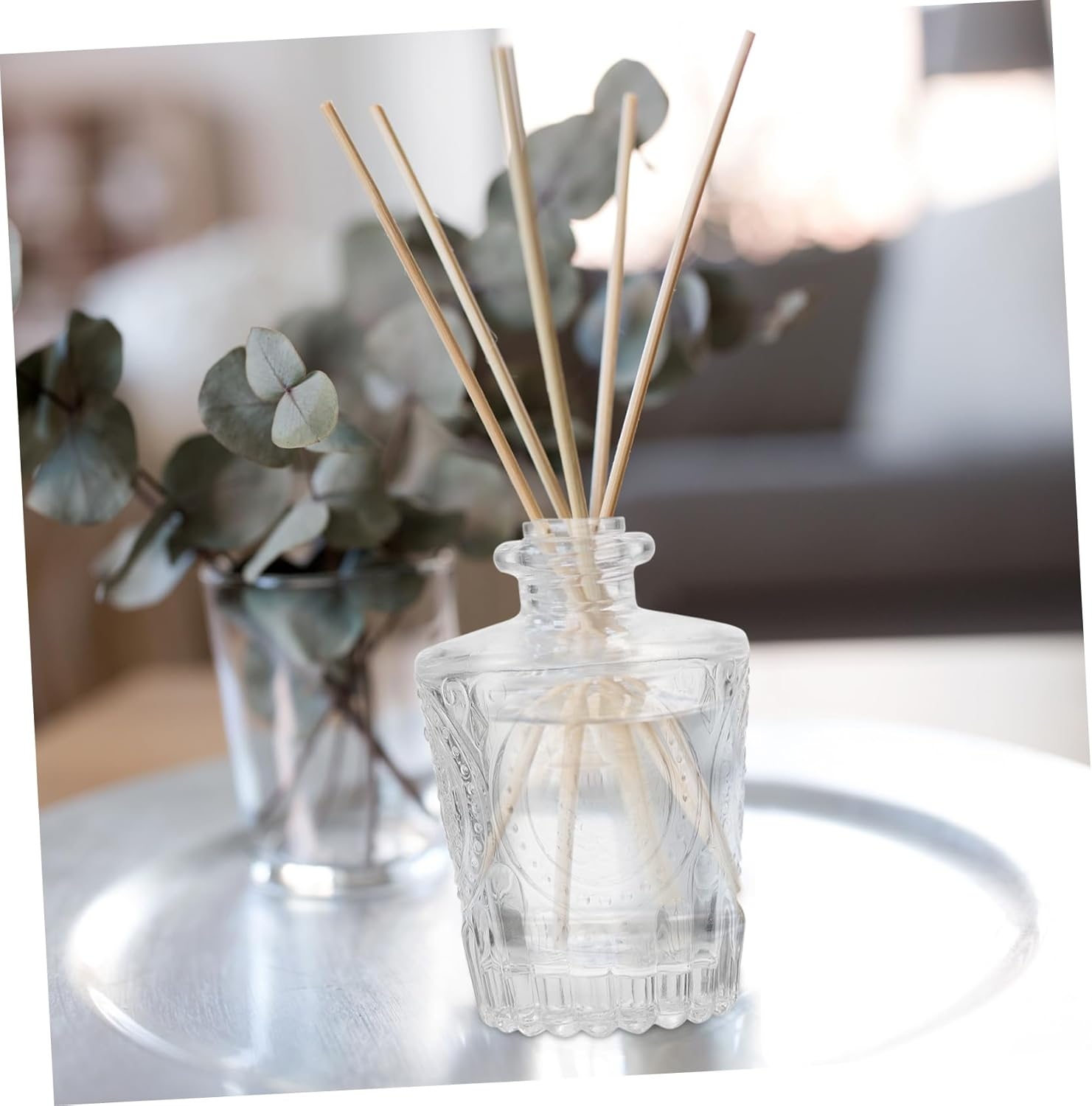 2Pcs Empty Refillable Aroma Bottle Glass Diffuser Bottles for Essential Oil for Car Aromatherapy and Home Scent Water - Transparent image number 5