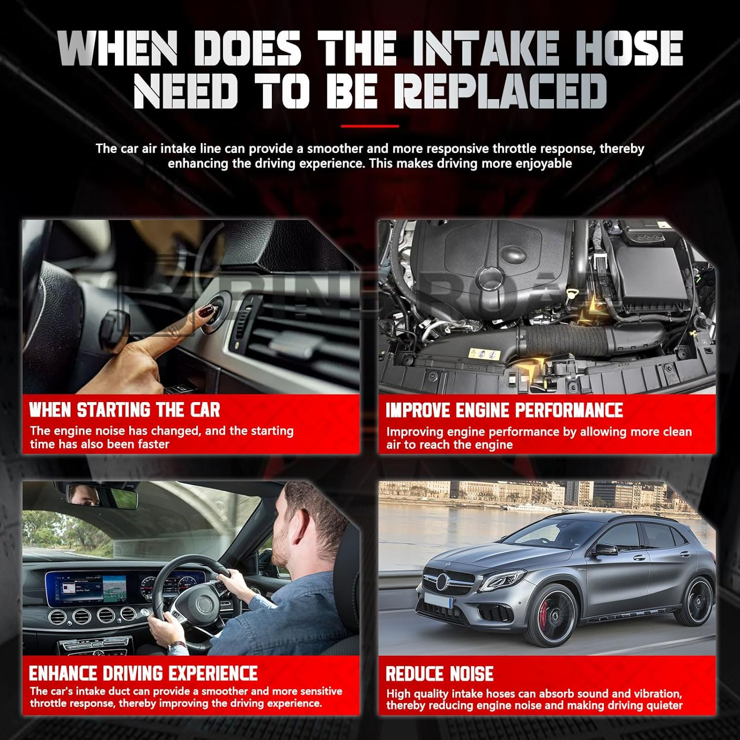 BINB ROAD Car Air Intake Hose Tube 2700900382 2700900100 Compatible with Mercedes-Benz CLA250 GLA250 GLA45 AMG Black image number 6