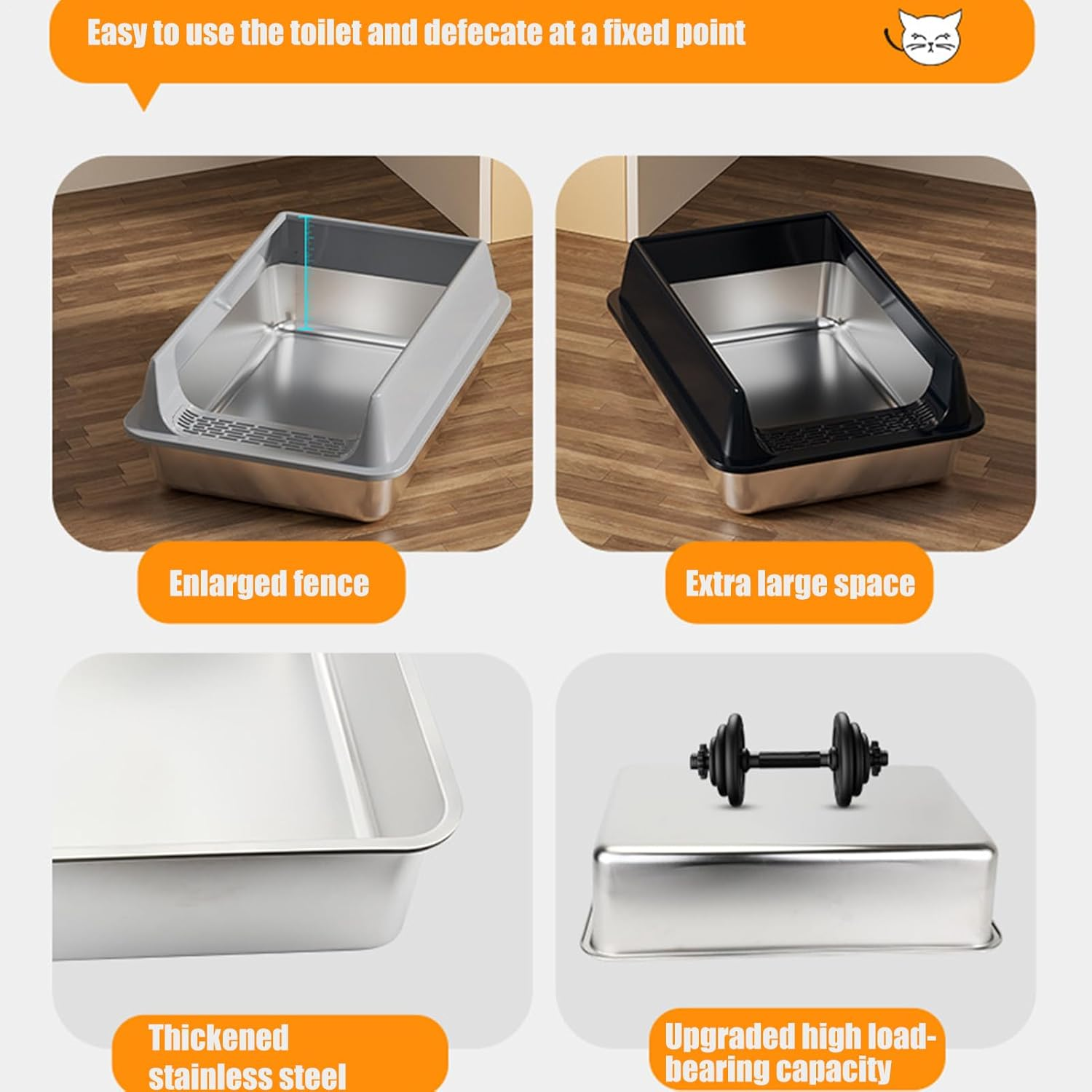 Cat Toilet - Deepen Pet Litter Box - Easy Clean Semi Enclosed Cat Toilet with Scoop for Dormitory Indoors Car Living Room image number 2