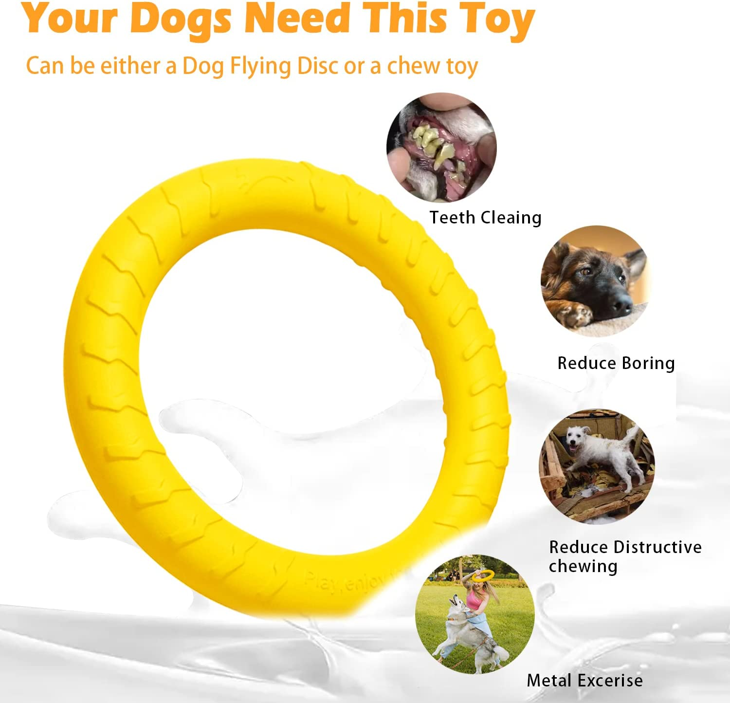 DLDER Indestructible Dog Toys Dog Chew Toy for Aggressive Chewers Flying Discs for Medium/Large Breeds Dog Training Ring,Floating Dog Ring Toys for Throwing,Catching, Flying Lightweight Dog Toy image number 5