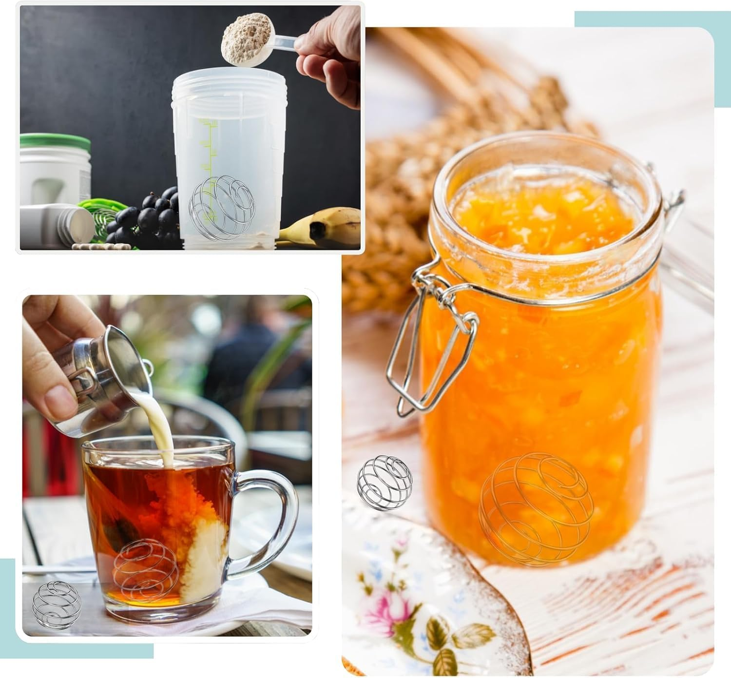 6 Pcs Shaker Balls, 304 Stainless Steel Mixing Balls for Protein Shakes Formula, Blending Balls for Mixer Bottles