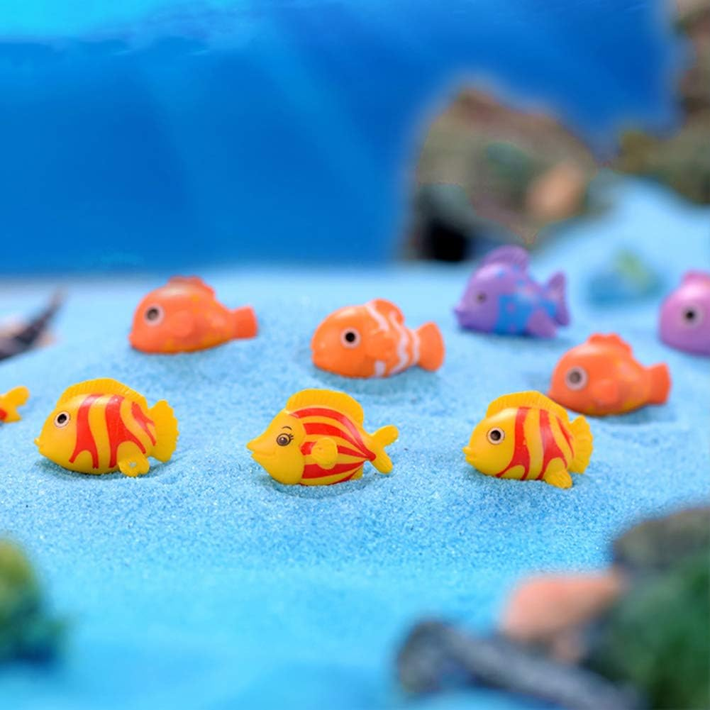 MAOMIA Mini Sea Fish Easter Cupcake Toppers, Fairy Garden Fish Miniature Figurines Moss Landscape DIY Terrarium Crafts Ornament Accessories Outdoor Decor