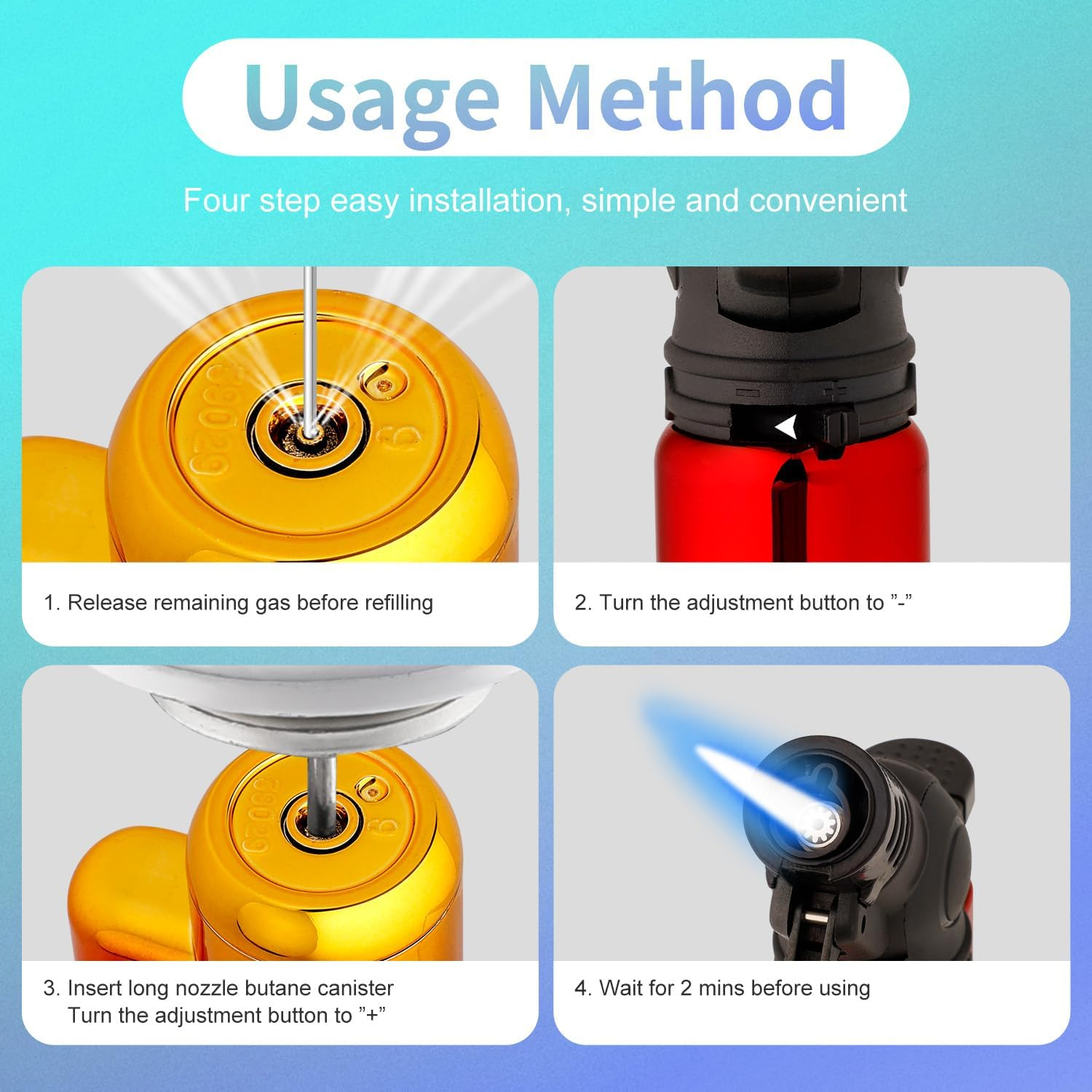 Pack of 5 Torch Lighter, Mini Jet Single Flame Butane Lighters, Multi-Purpose Lighter,45&deg; Rotatable for Campfires, Candle, Fireplaces, Christmas Party Favors (Gas Not Included) image number 1