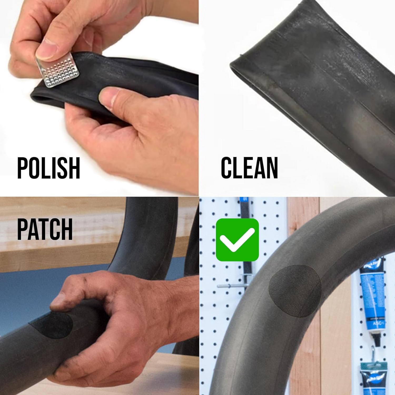 6Pcs Self-Adhesive Bicycle Tire Inner Tube Patch Repair Kit - Glueless Bike Tube Patches in Round, Square, and Rectangle Shape with Metal Rasp - by Mobi Lock image number 1