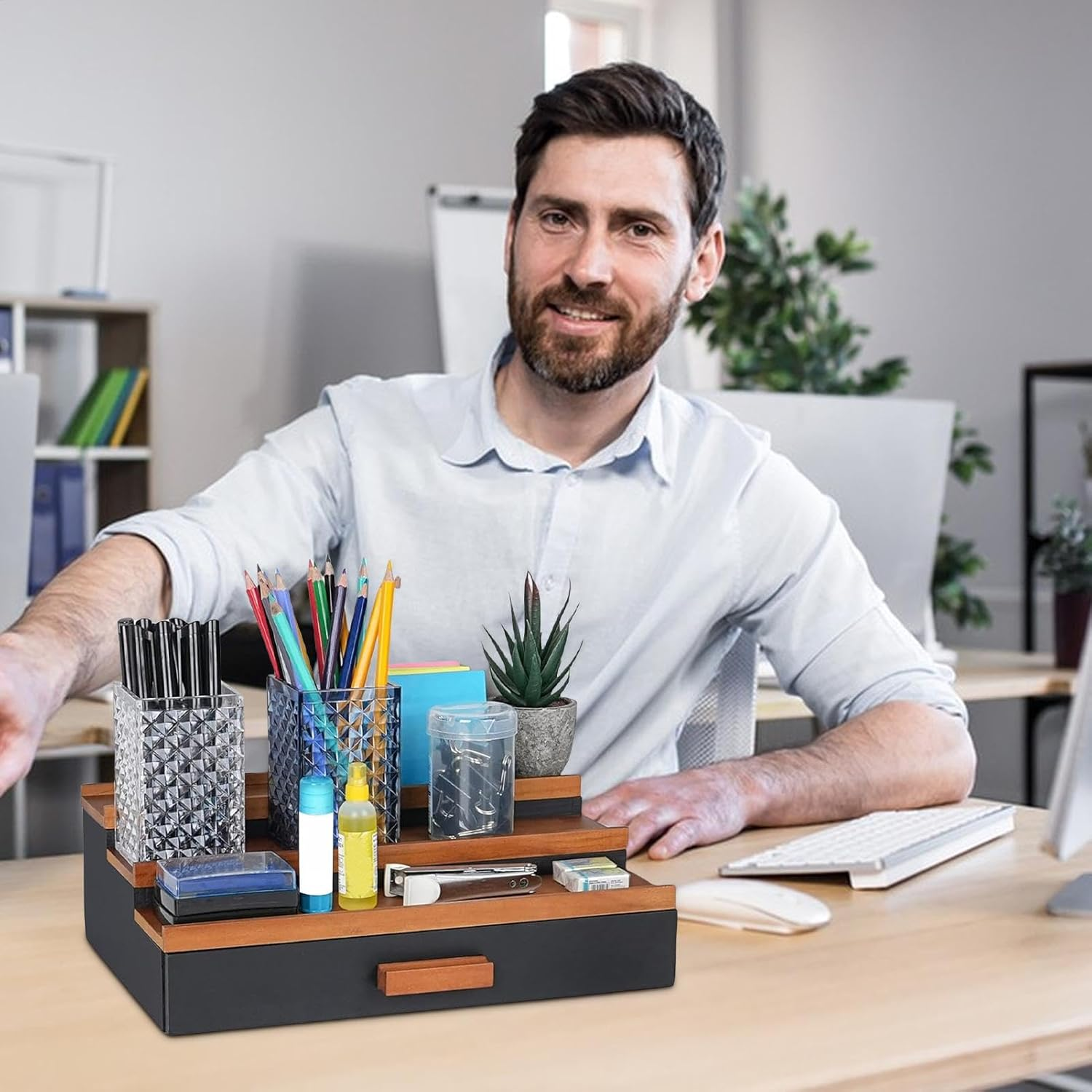 Perfume Display Stand,3 Tier Perfume Shelf Tray with Secret Compartment | Large Capacity, Bathroom Decor for Men, Father, Dad, Boyfriend image number 1