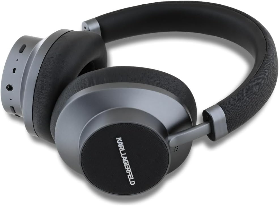CG Mobile Karl Lagerfeld Saffiano Elongated Bluetooth ANC On-Ear Headphones (Black)