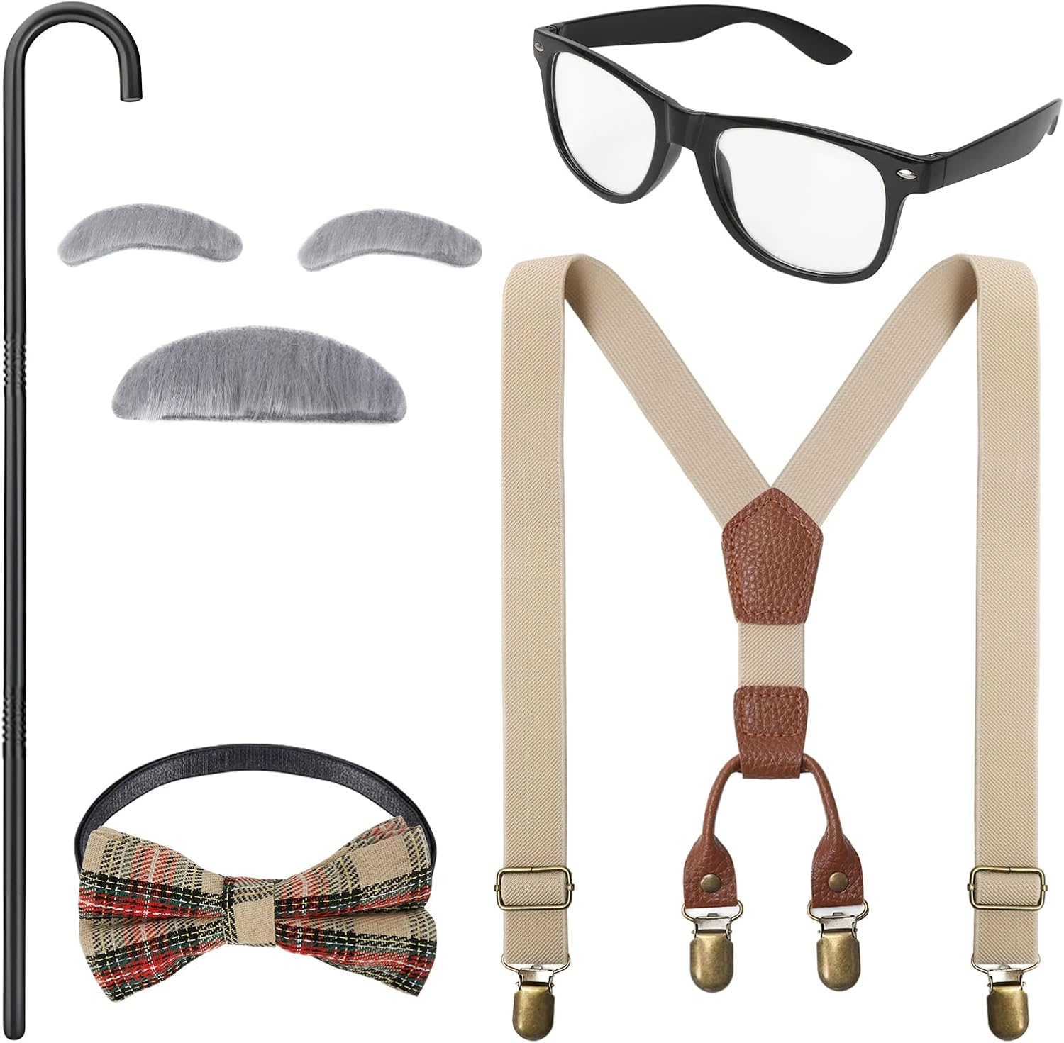 Kids 100 Days of School Costume Old Man Costumes Halloween Costume Dress up Outfit Accessories image number 2