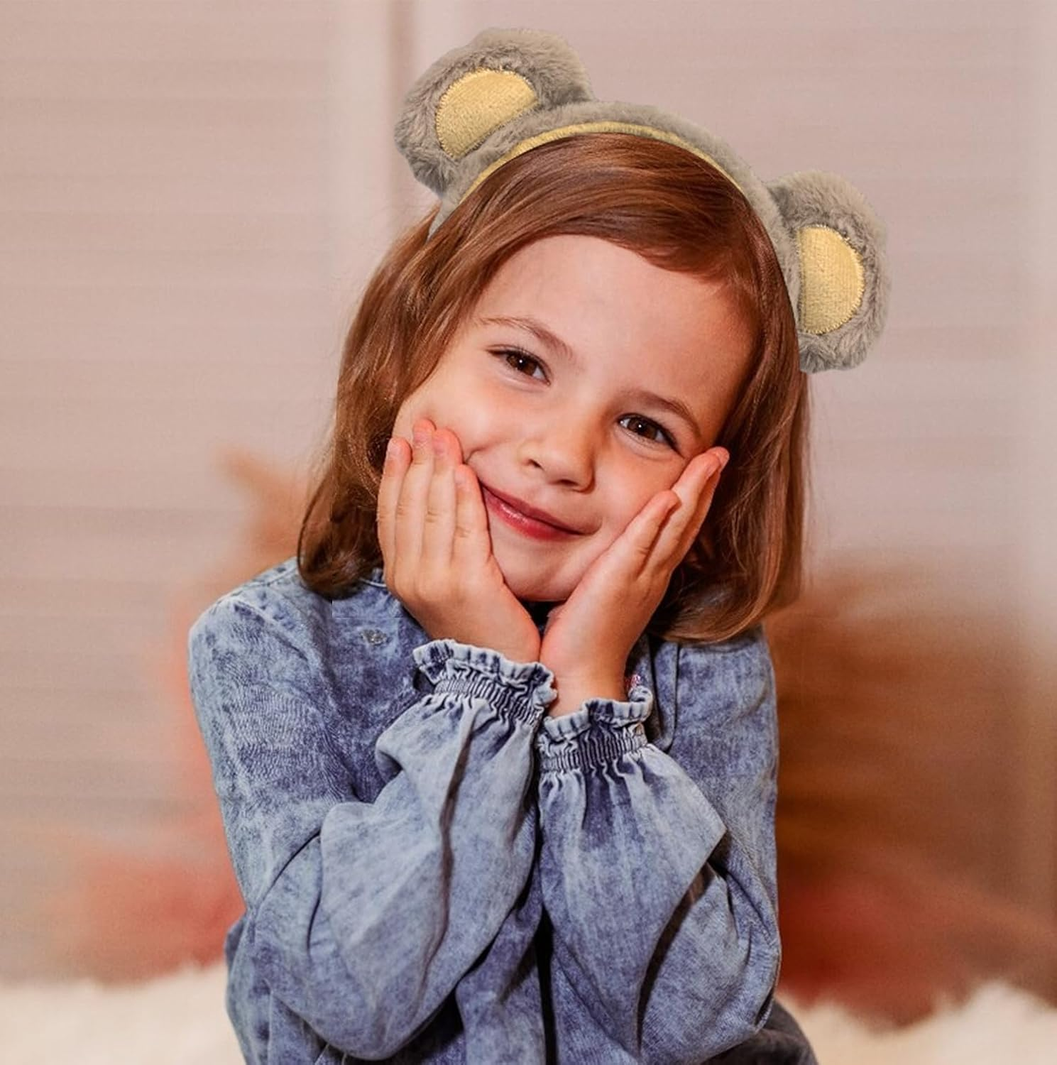 Forreen Bear Ears Headband, Pack of 3, Bear Ears, Headband, Cartoon, Cute Bear Ears, Hairband, Fashion, Soft, Comfortable Headbands for Make-Up, Washing, Face, Cosplay, Party image number 3