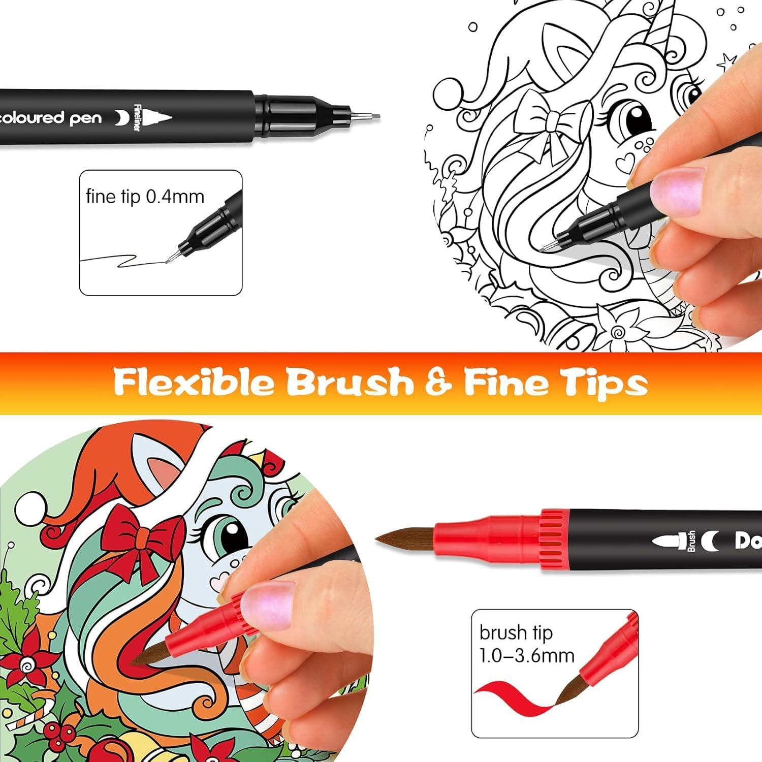 Dual Tip Brush Pens Set, 120 Colors Dual Brush Marker Pens Art Markers with (Fineliner & Brush) for Adult Coloring Books No Bleeding, Note Taking, Hand Lettering - Drawing Art Supplies Kit