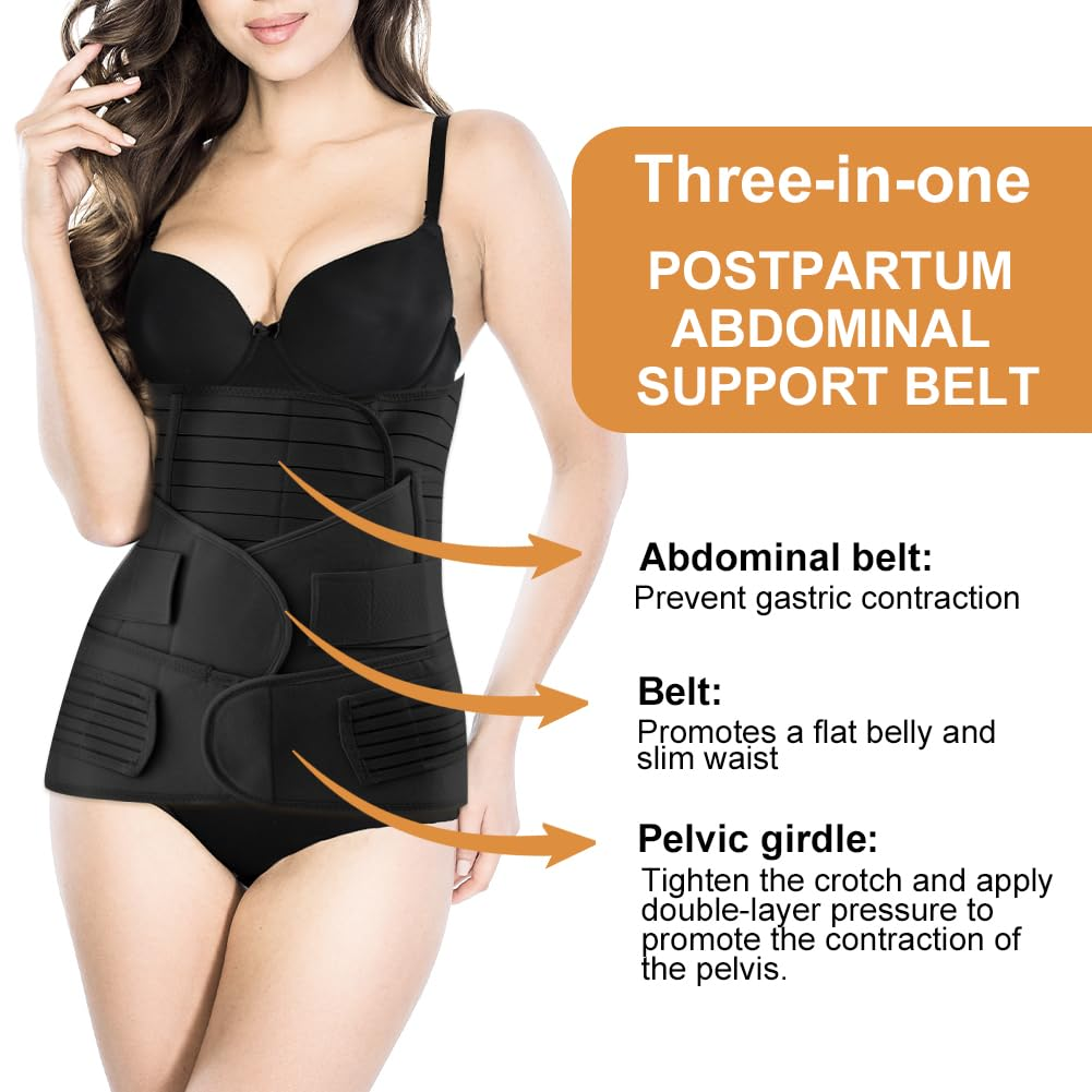 ACWOO Abdominal Belt after Birth, Postpartum Belt for Women, Rectus Diastasis Abdominal Belt, Postpartum Belt Pregnancy Adjustable, Stronger Strength for Tummy Tightening, Black, 4Xl-3-In-1 image number 2