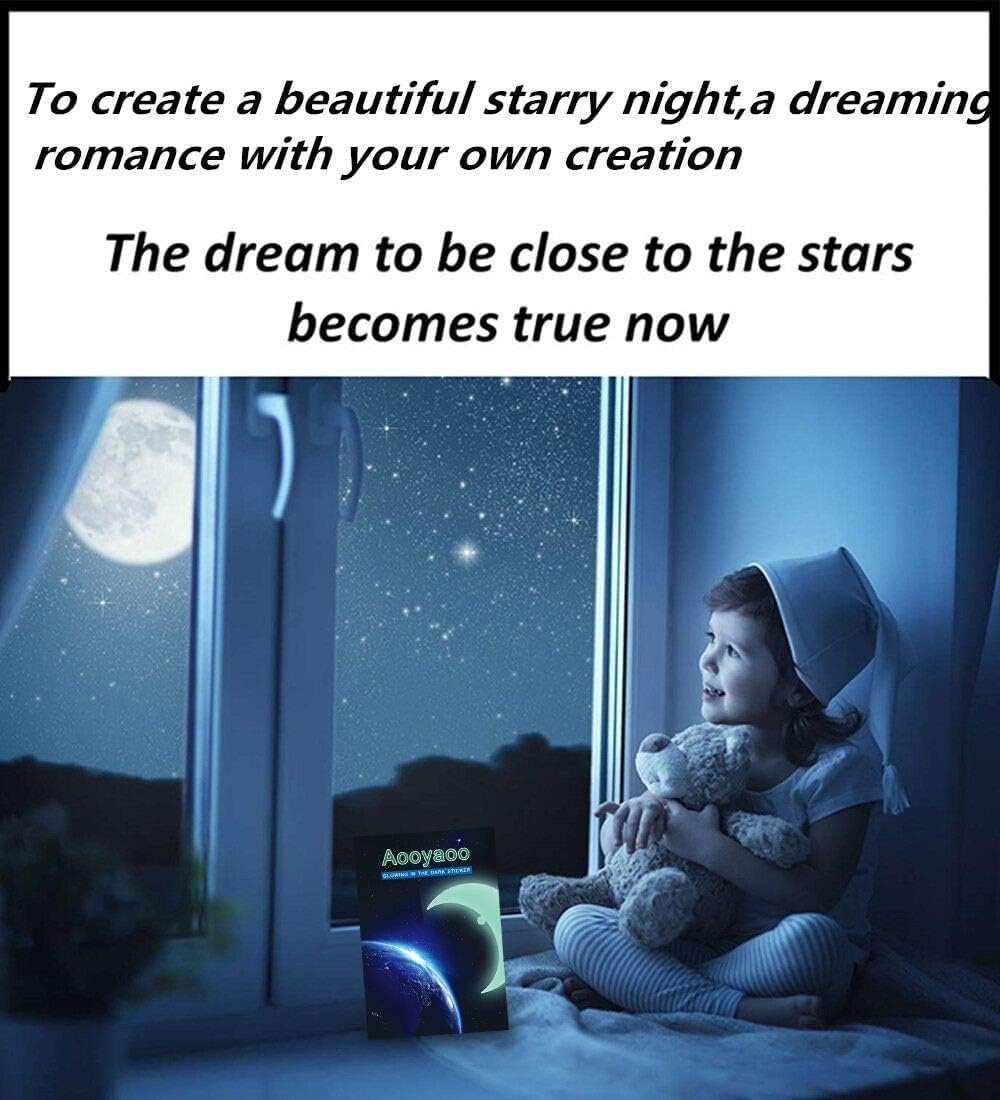 Aooyaoo Glow in the Dark Stars Wall Stickers, 3D Glowing Stars for Ceiling and Wall Decals, Perfect for Kids Bedding Room or Party Birthday Gift (606Pcs, Green) image number 1