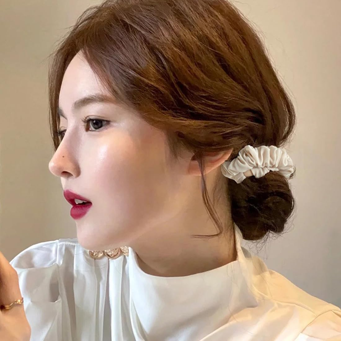 OUDQFCJ 16 Pieces Hair Rings Women'S Ponytail Holder Hairband Hair Band Silk Packaging Reusable (4 Colours) image number 3