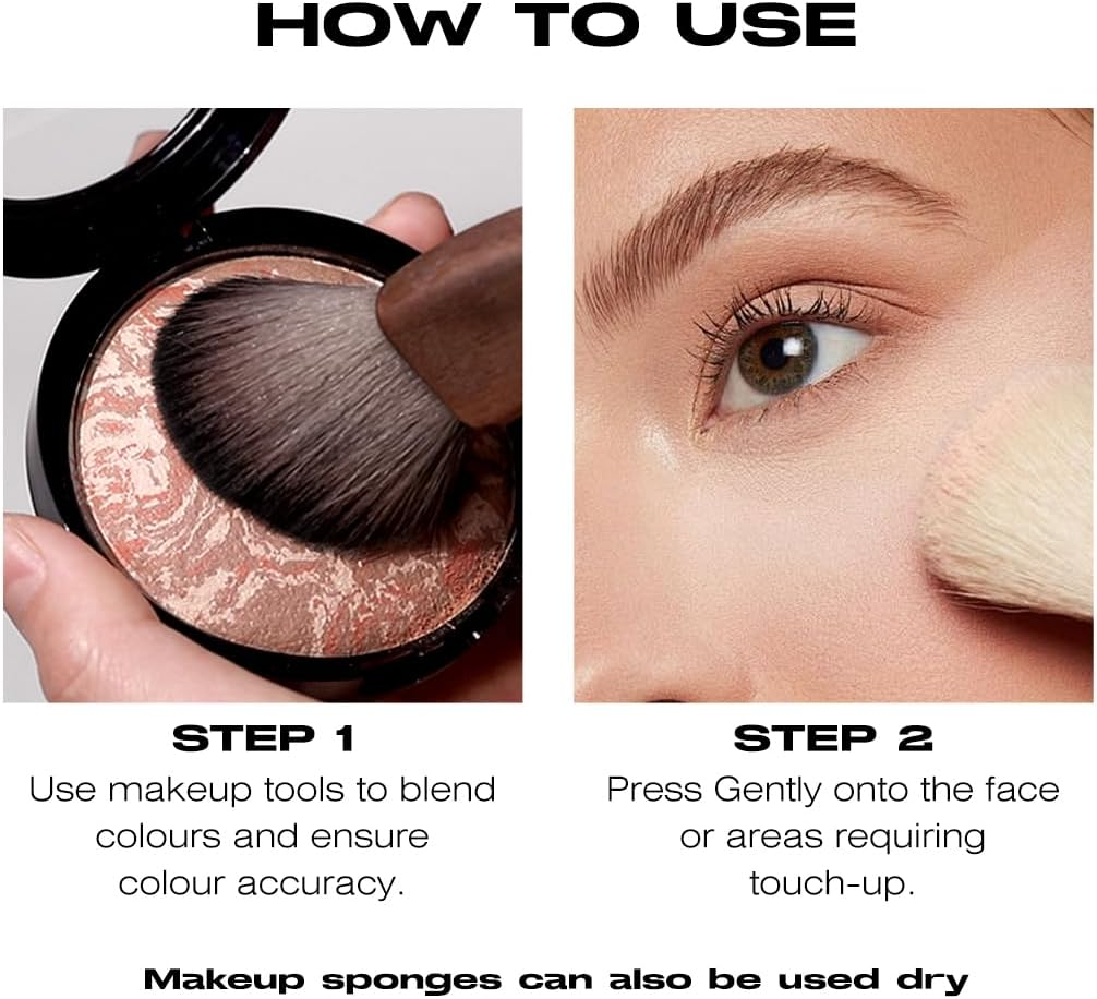 Baked Blush Bronze Marbleized 2-In-1 Sculpting Bronzer Blush - Contour Face with a Radiant Flush - All Day Wear(02) image number 2